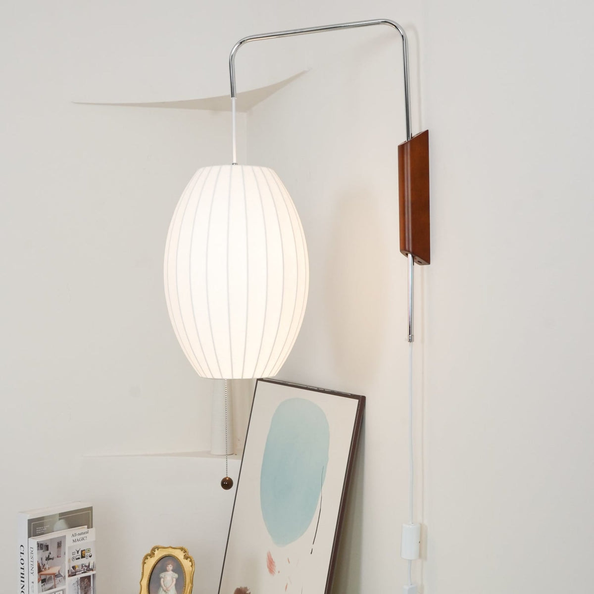 Silk and Walnut Wall Sconce