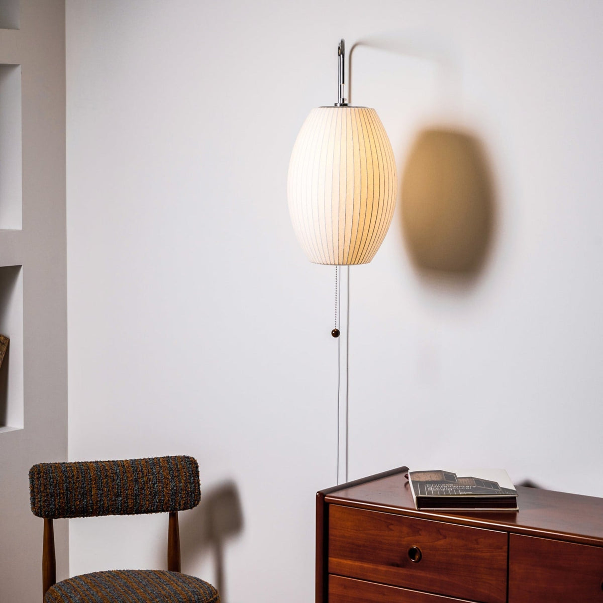 Silk and Walnut Wall Sconce