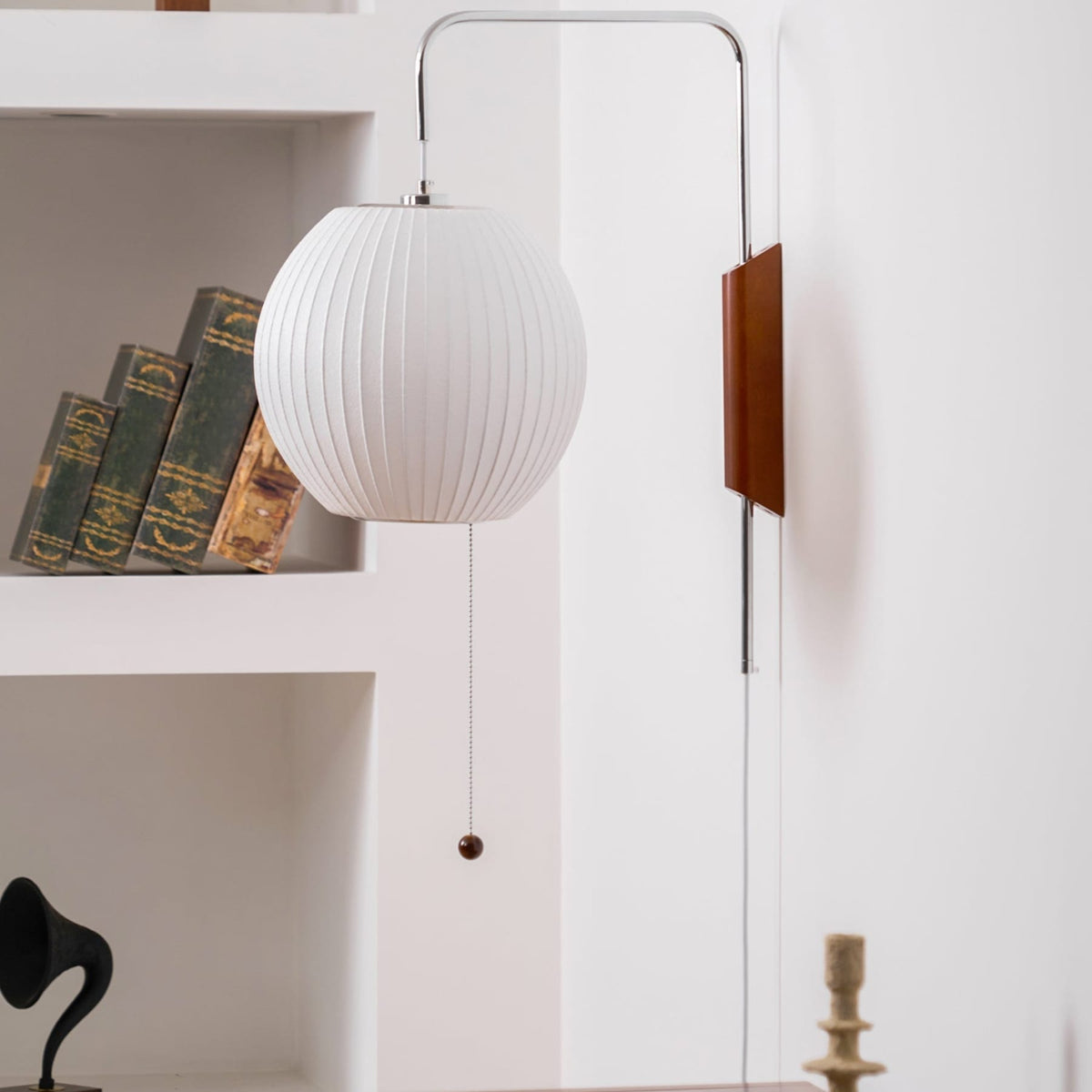 Silk and Walnut Wall Sconce