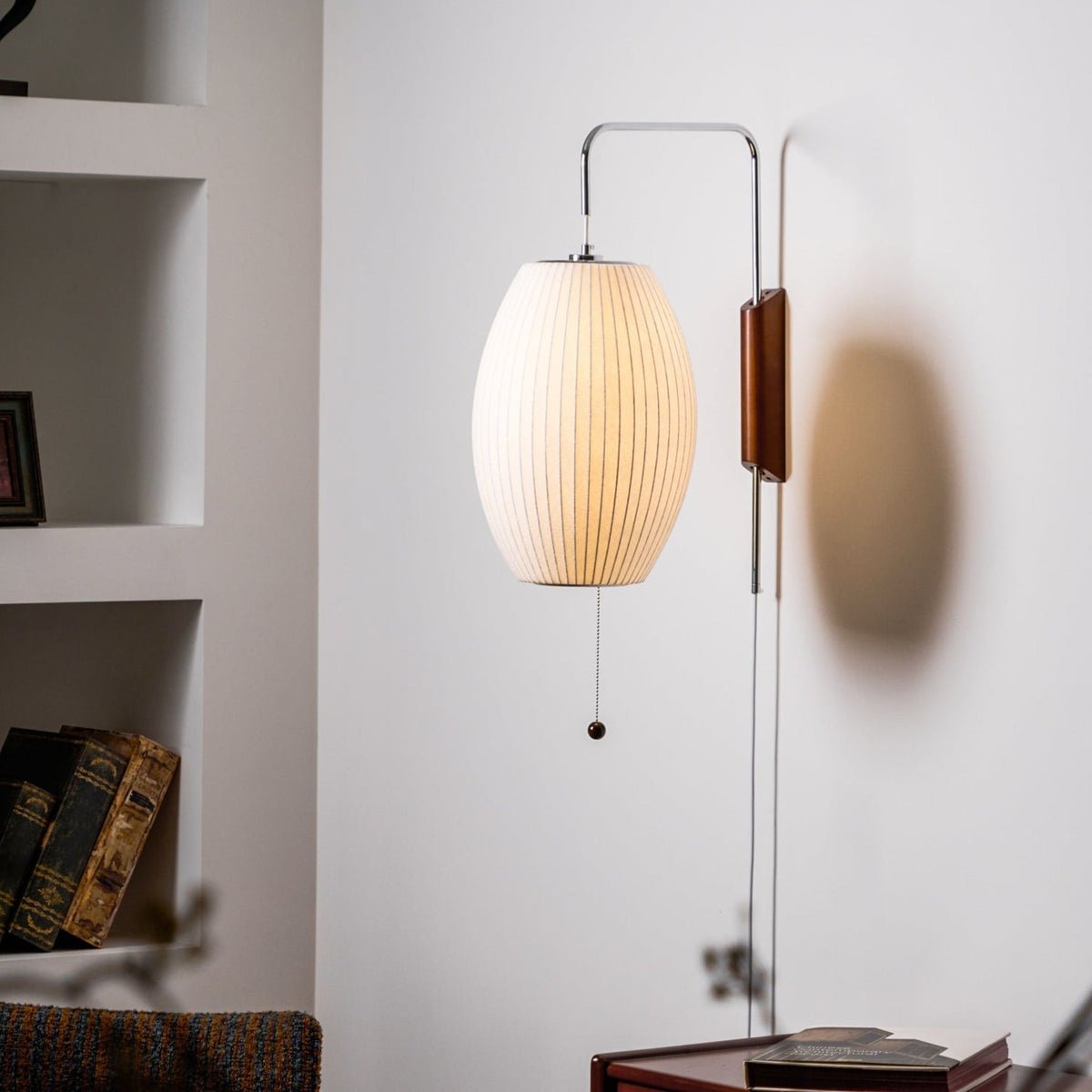 Silk and Walnut Wall Sconce