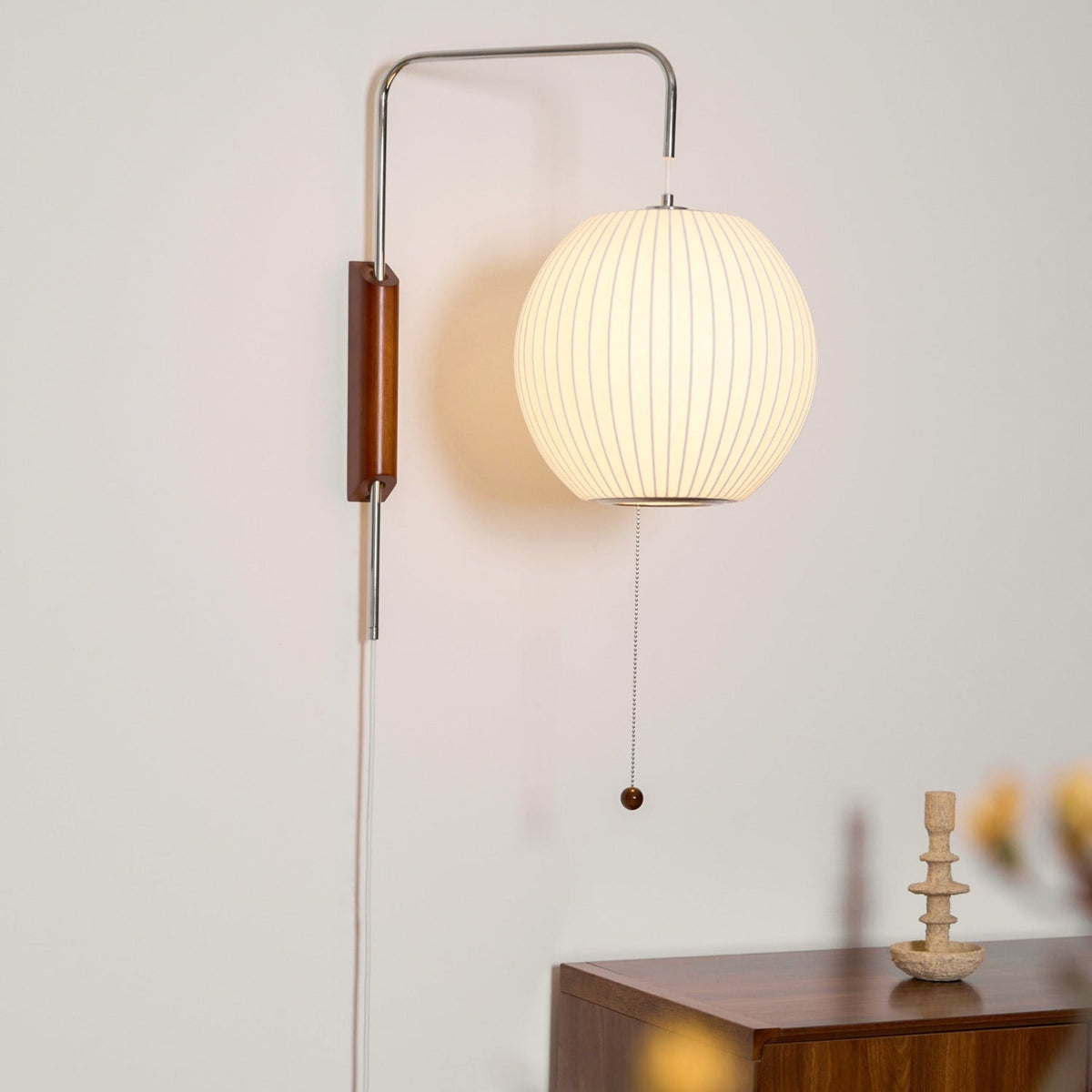 Silk and Walnut Wall Sconce