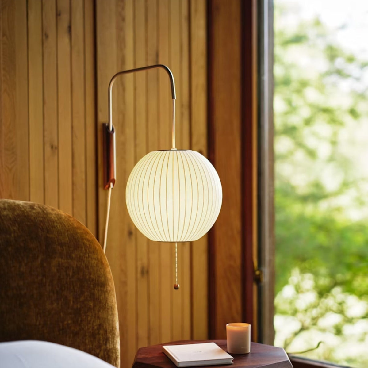 Silk and Walnut Wall Sconce