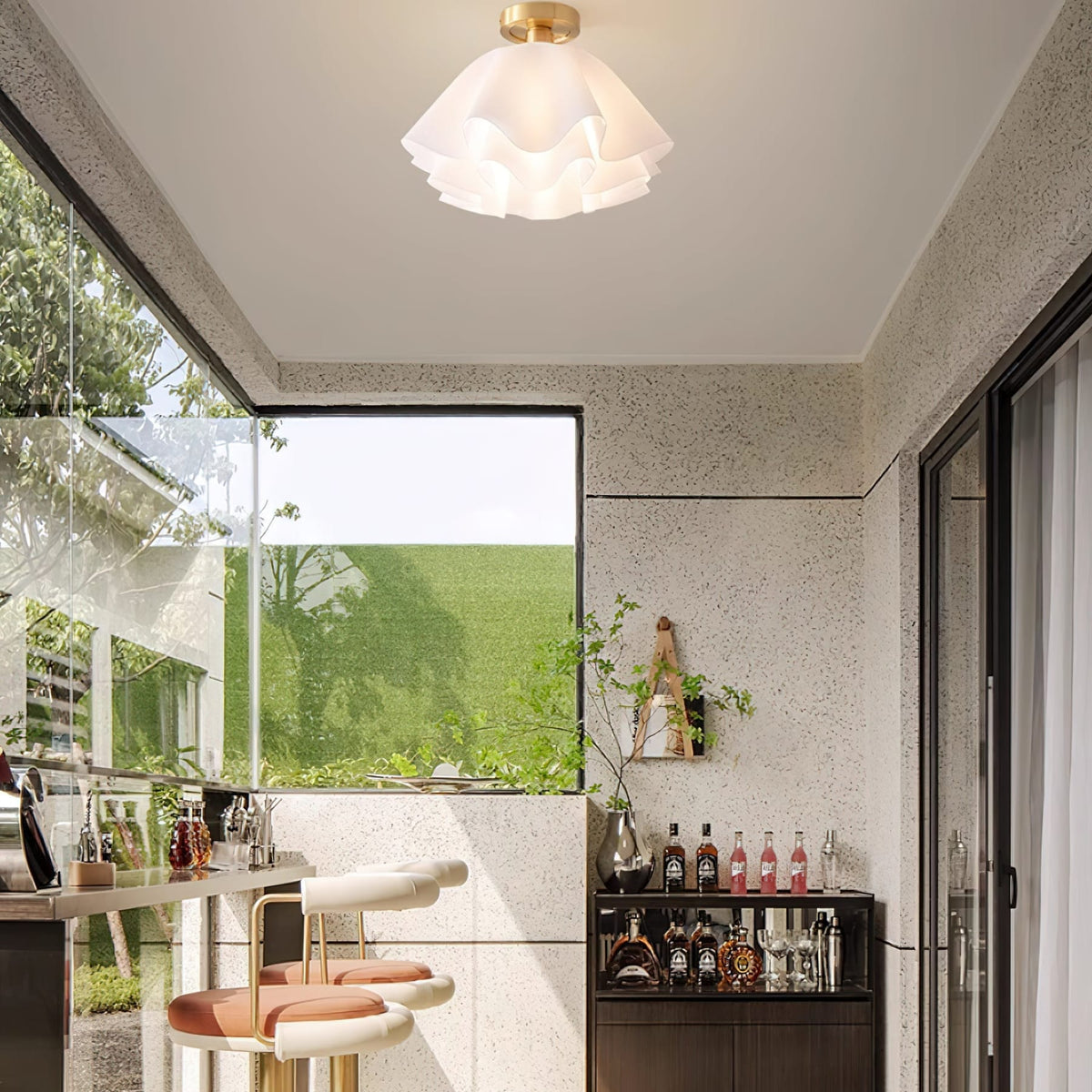 Copper & Acrylic Semi Flush Mount Ceiling Light