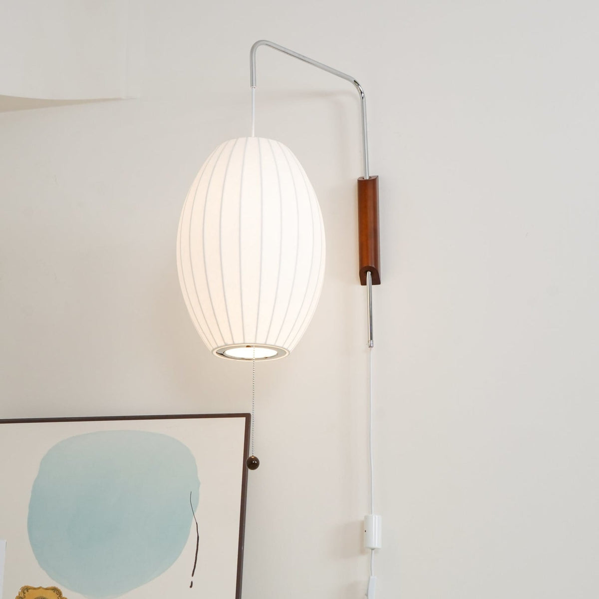 Silk and Walnut Wall Sconce