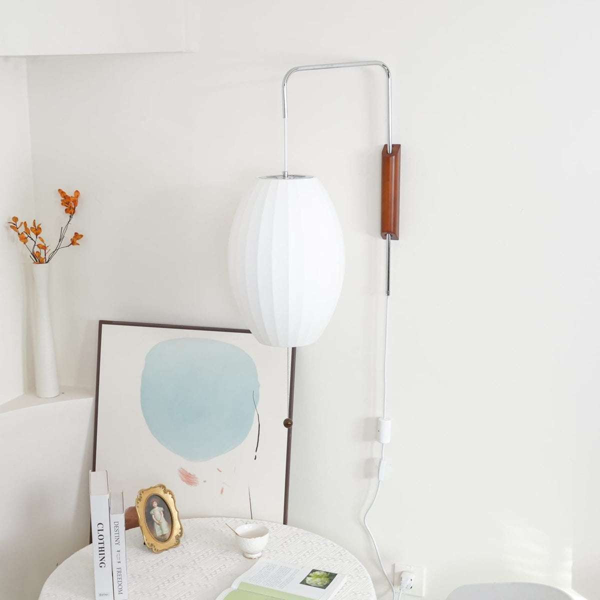Silk and Walnut Wall Sconce