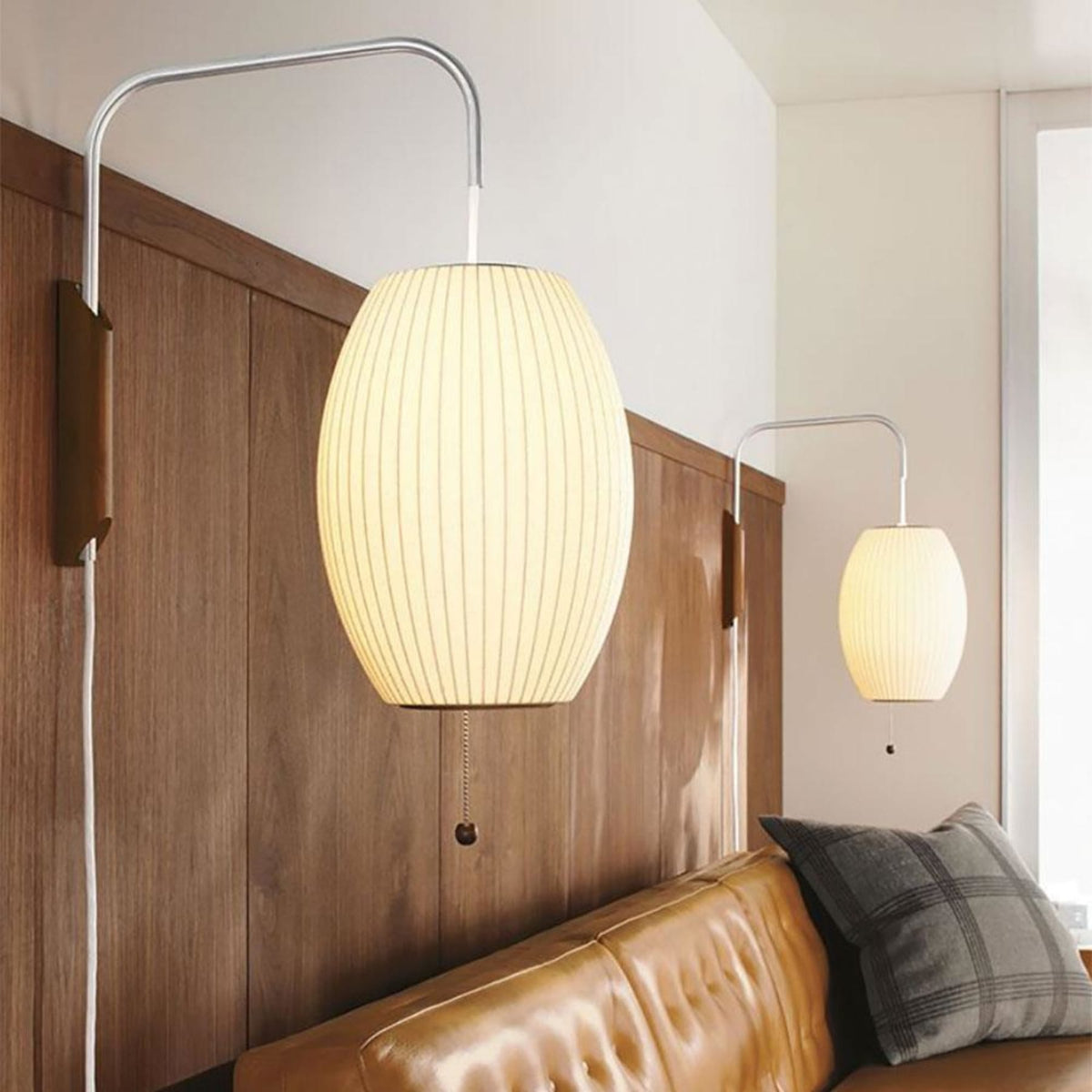 Silk and Walnut Wall Sconce