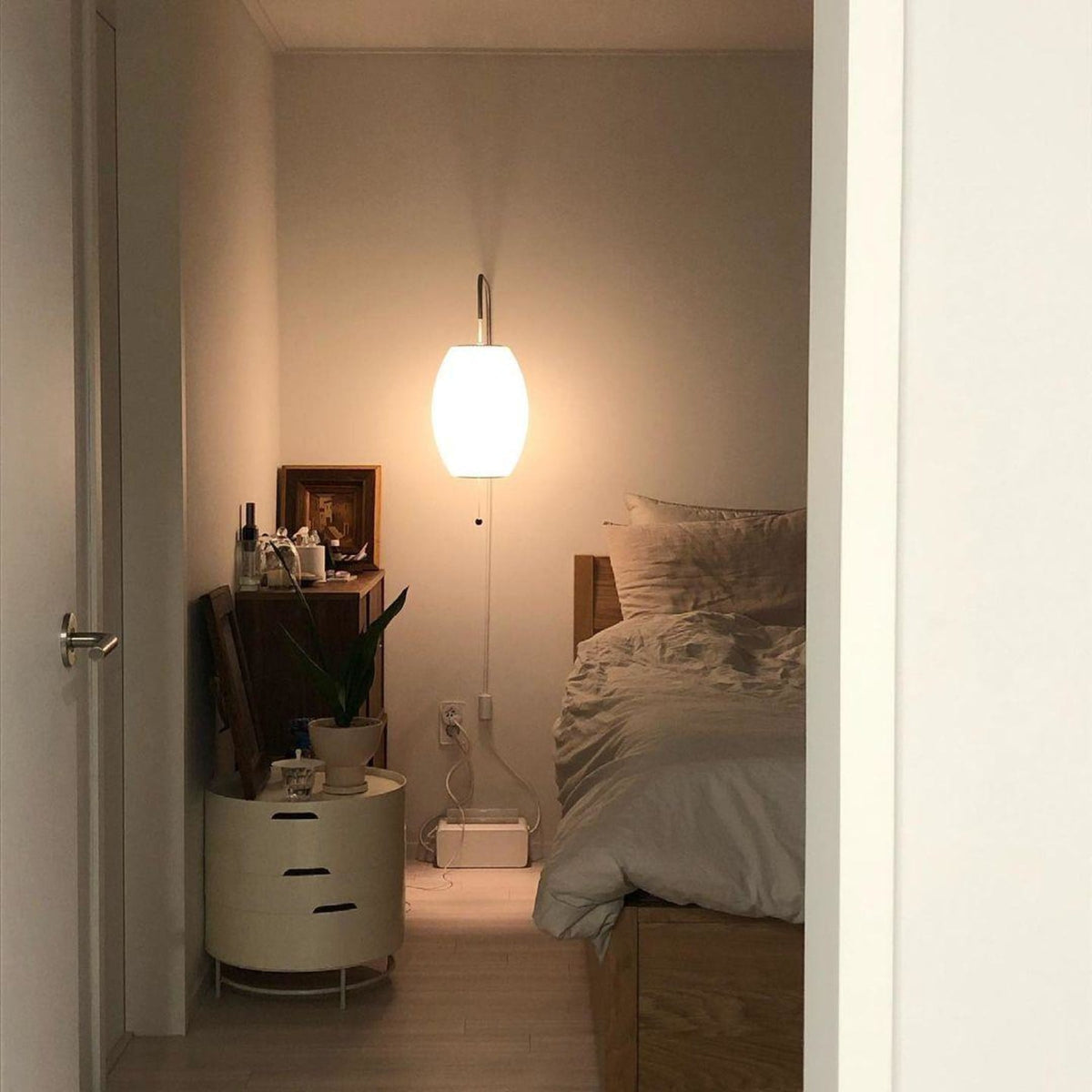 Silk and Walnut Wall Sconce