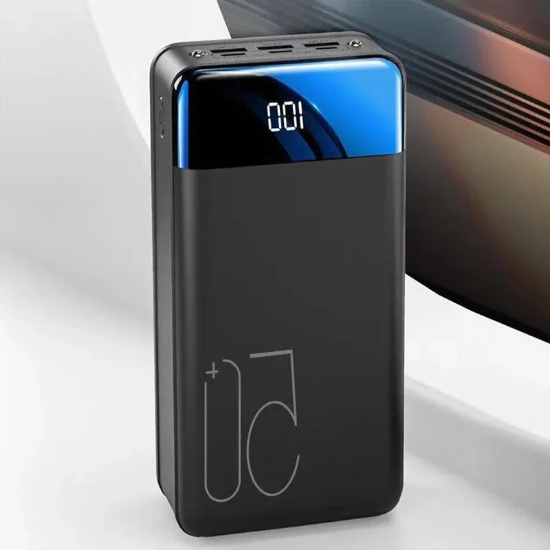 Black 50000mAh power bank with percentage display