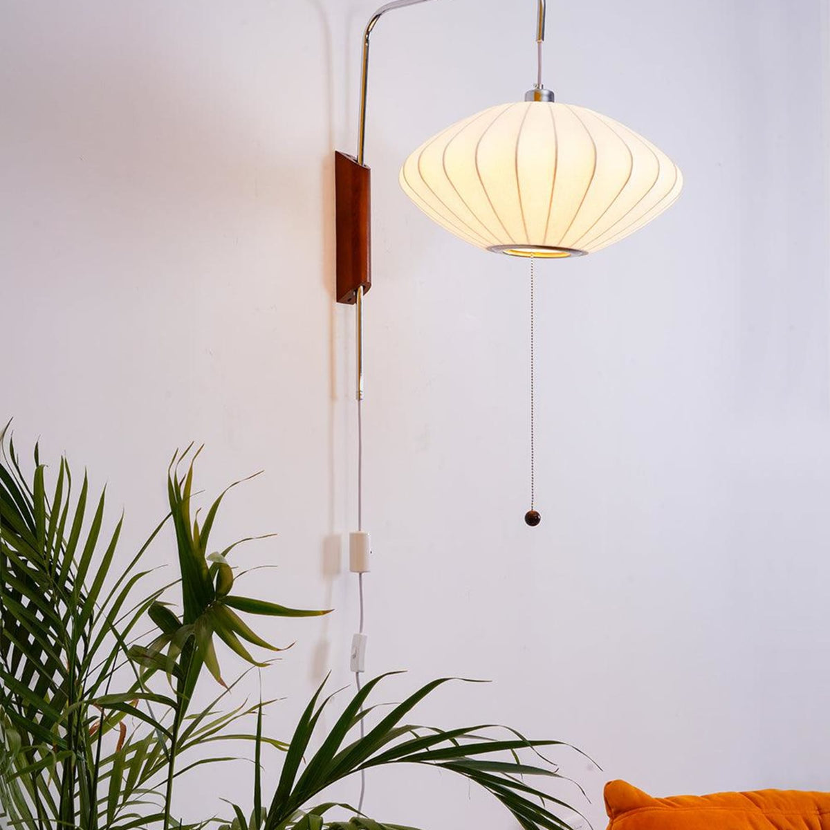 Silk and Walnut Wall Sconce