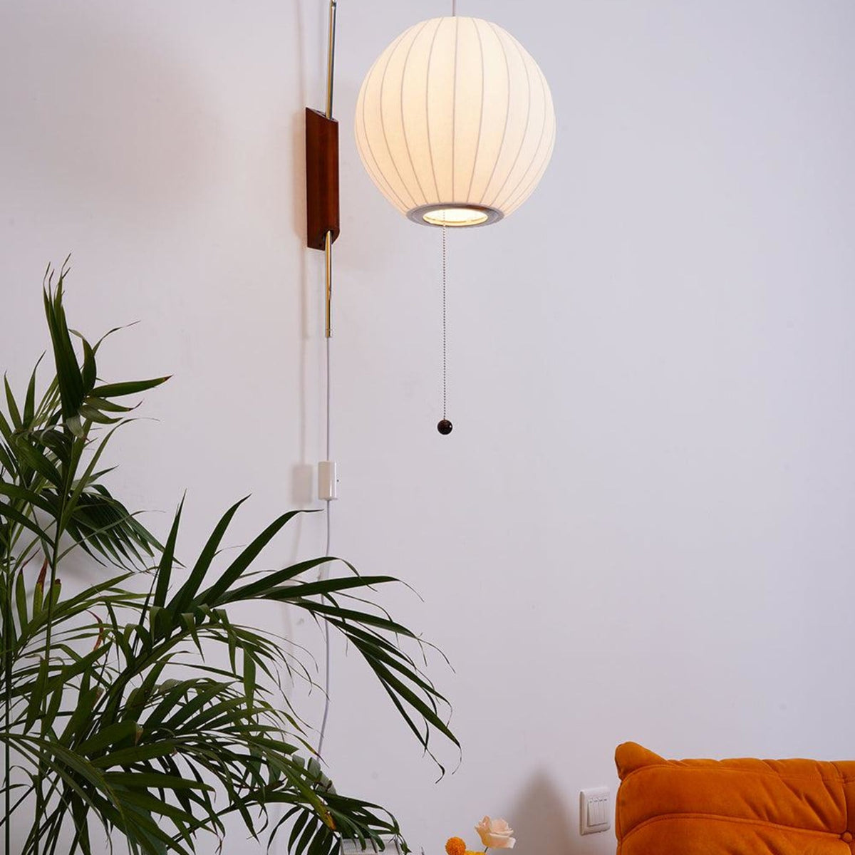 Silk and Walnut Wall Sconce