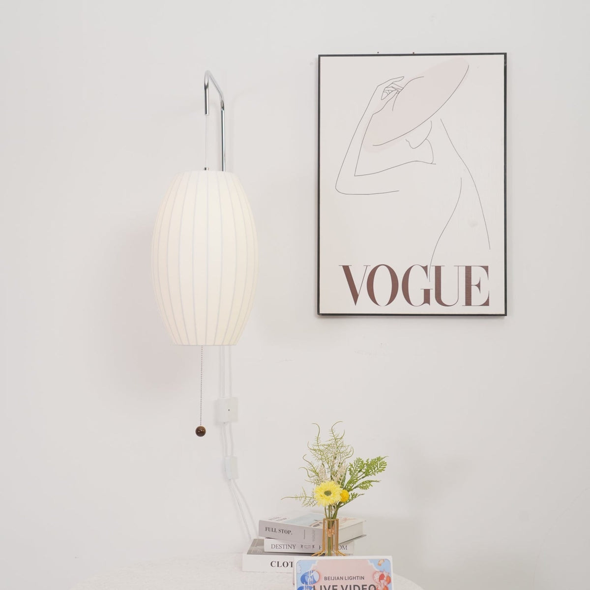 Silk and Walnut Wall Sconce