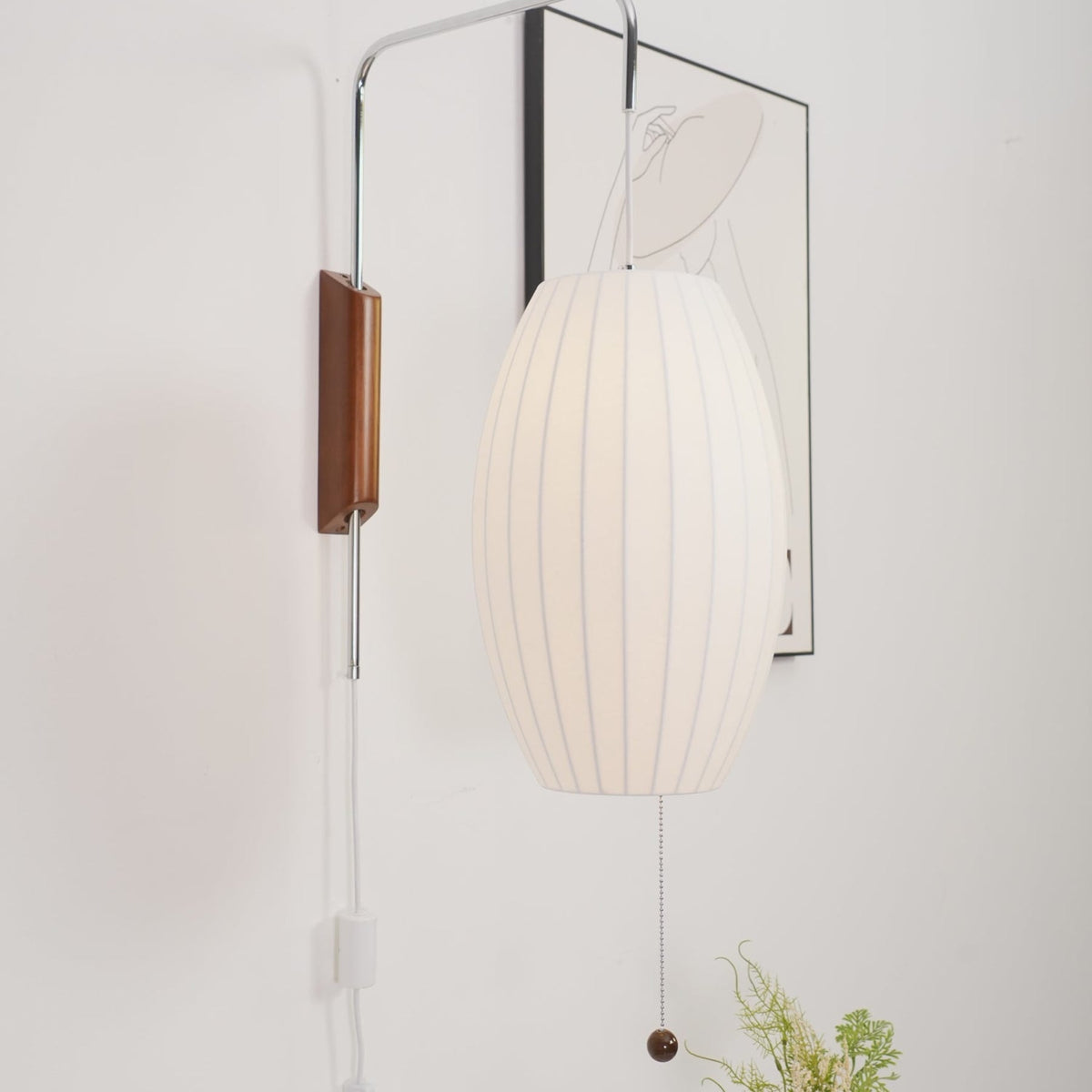 Silk and Walnut Wall Sconce
