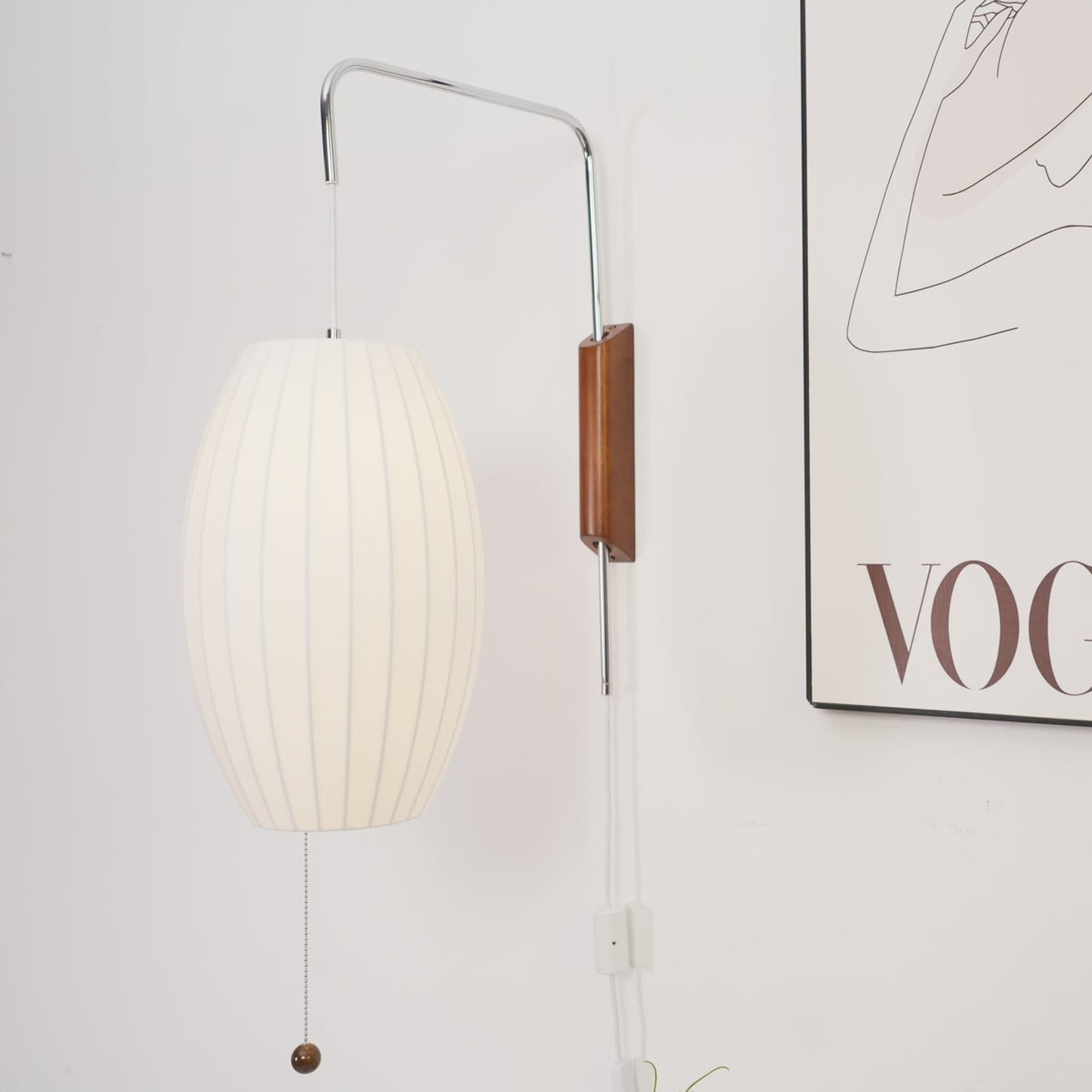 Silk and Walnut Wall Sconce
