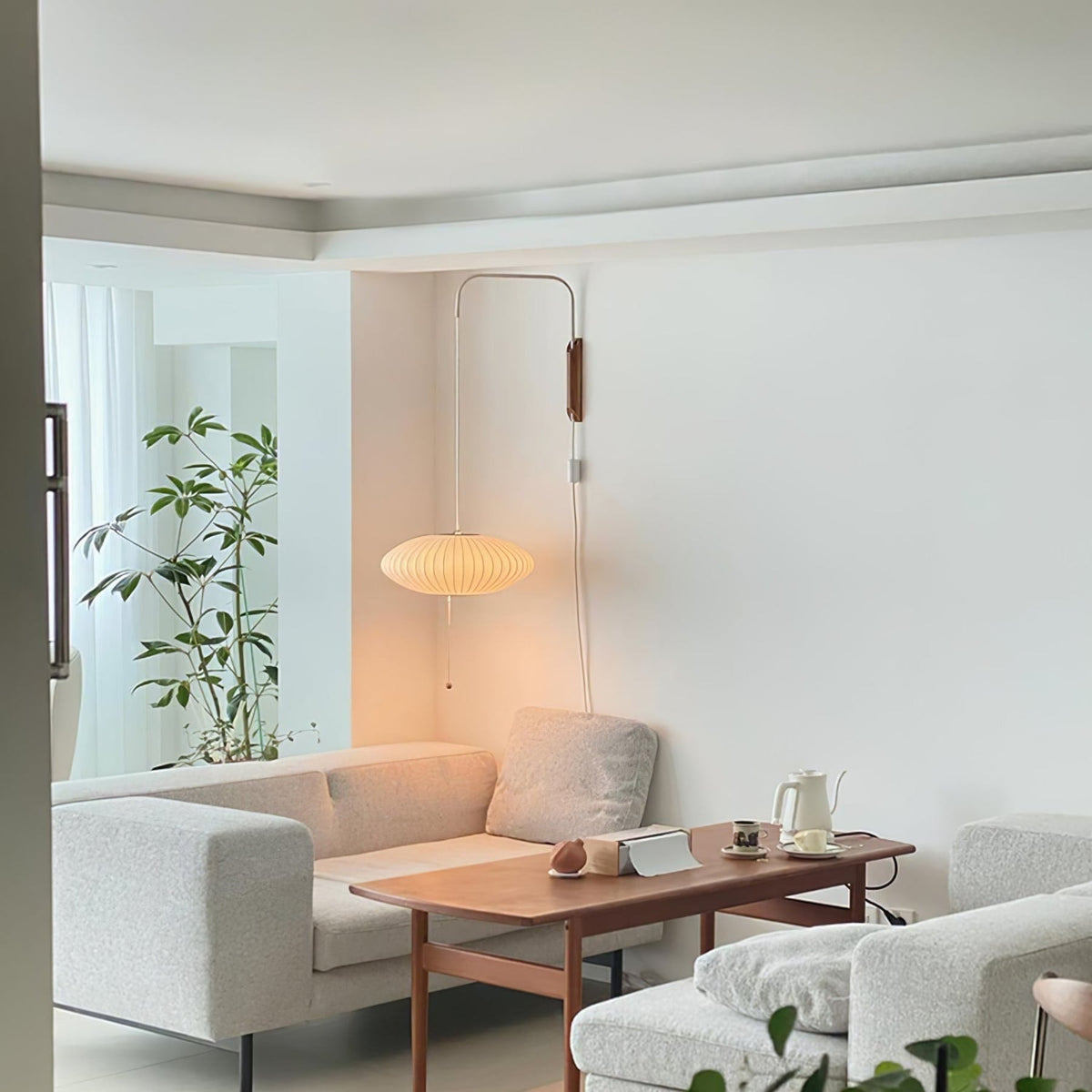 Silk and Walnut Wall Sconce