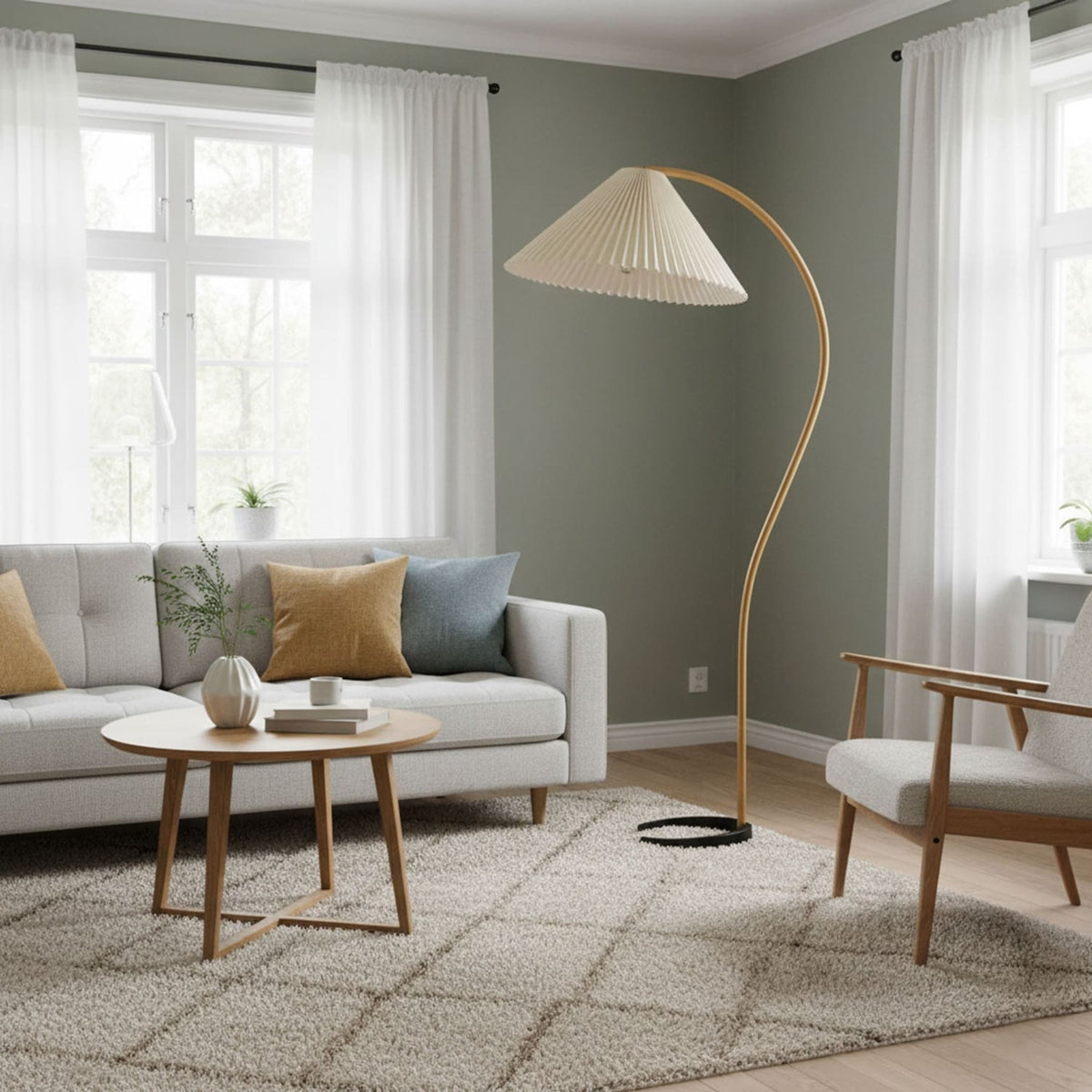 Wood Arc Floor Lamp