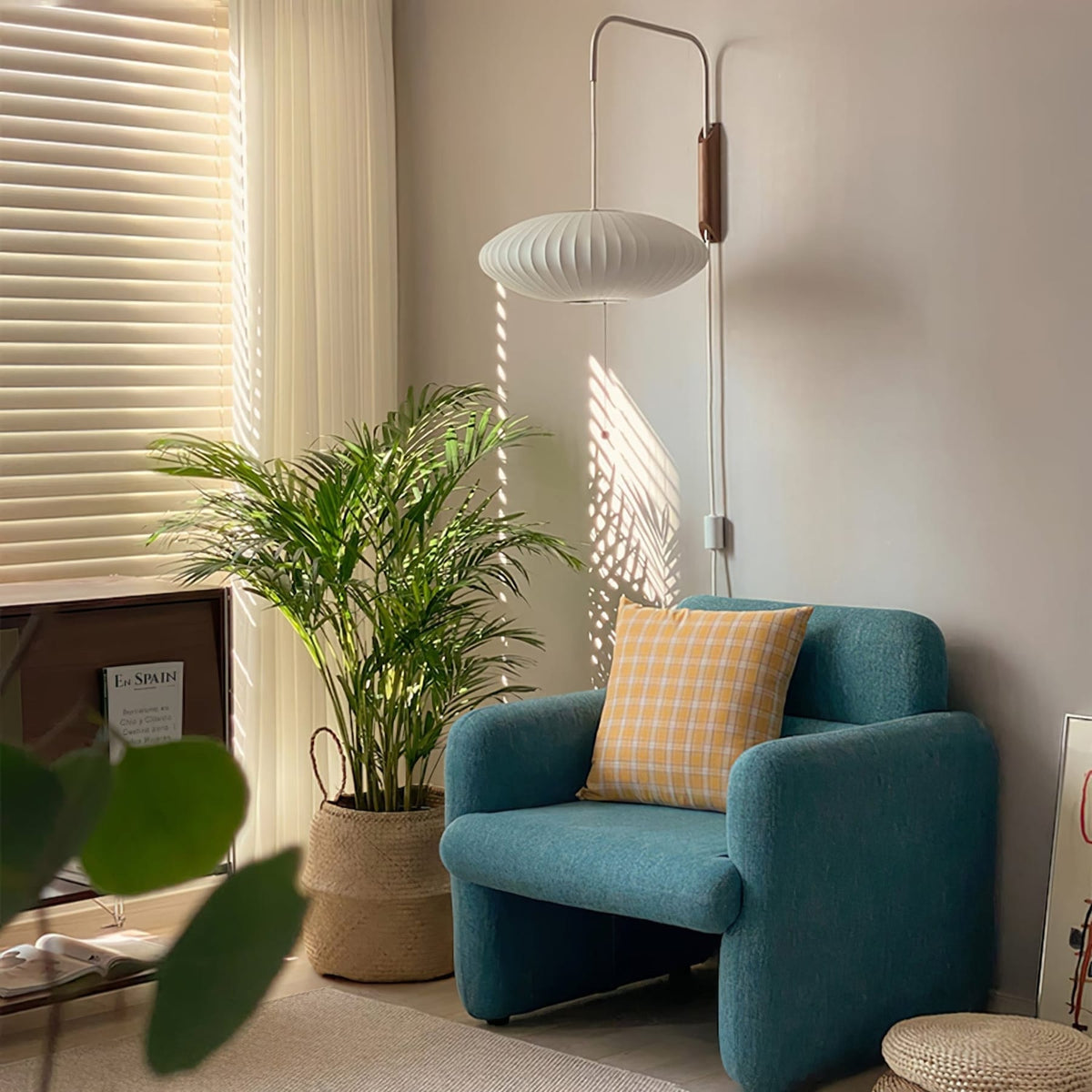 Silk and Walnut Wall Sconce