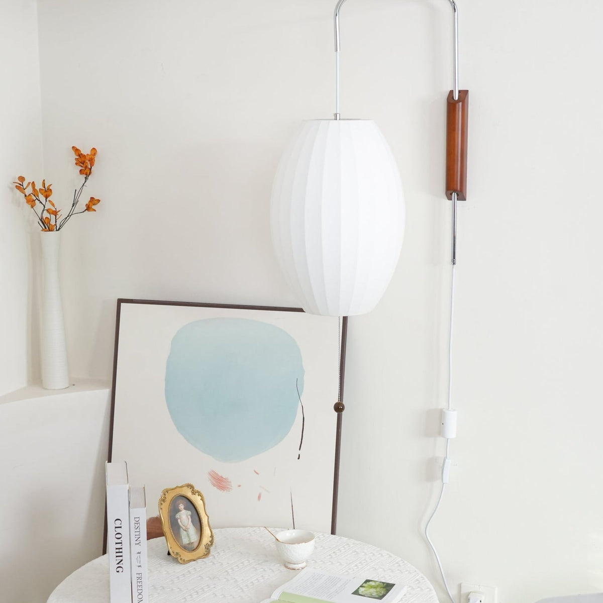Silk and Walnut Wall Sconce