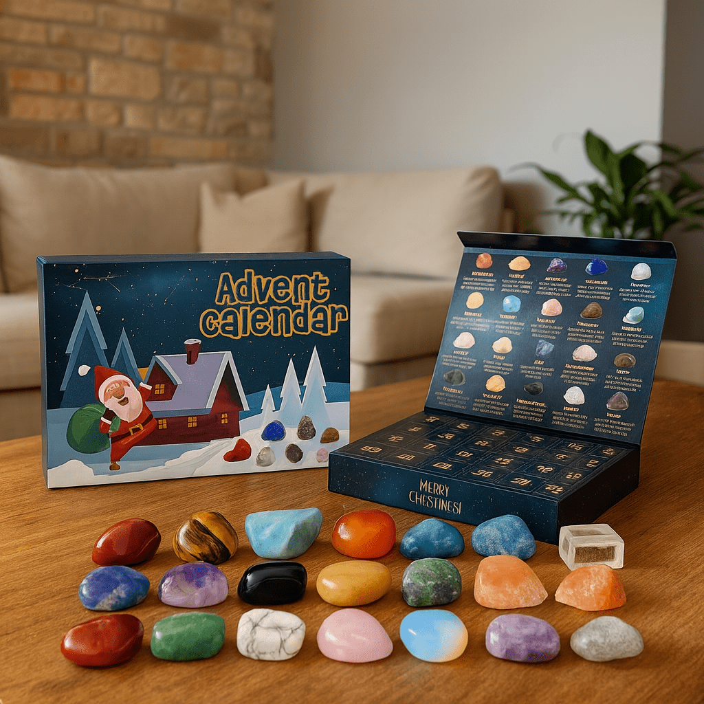 Advent Calendar with 24 Natural Gemstones in Two Assortments, view 1