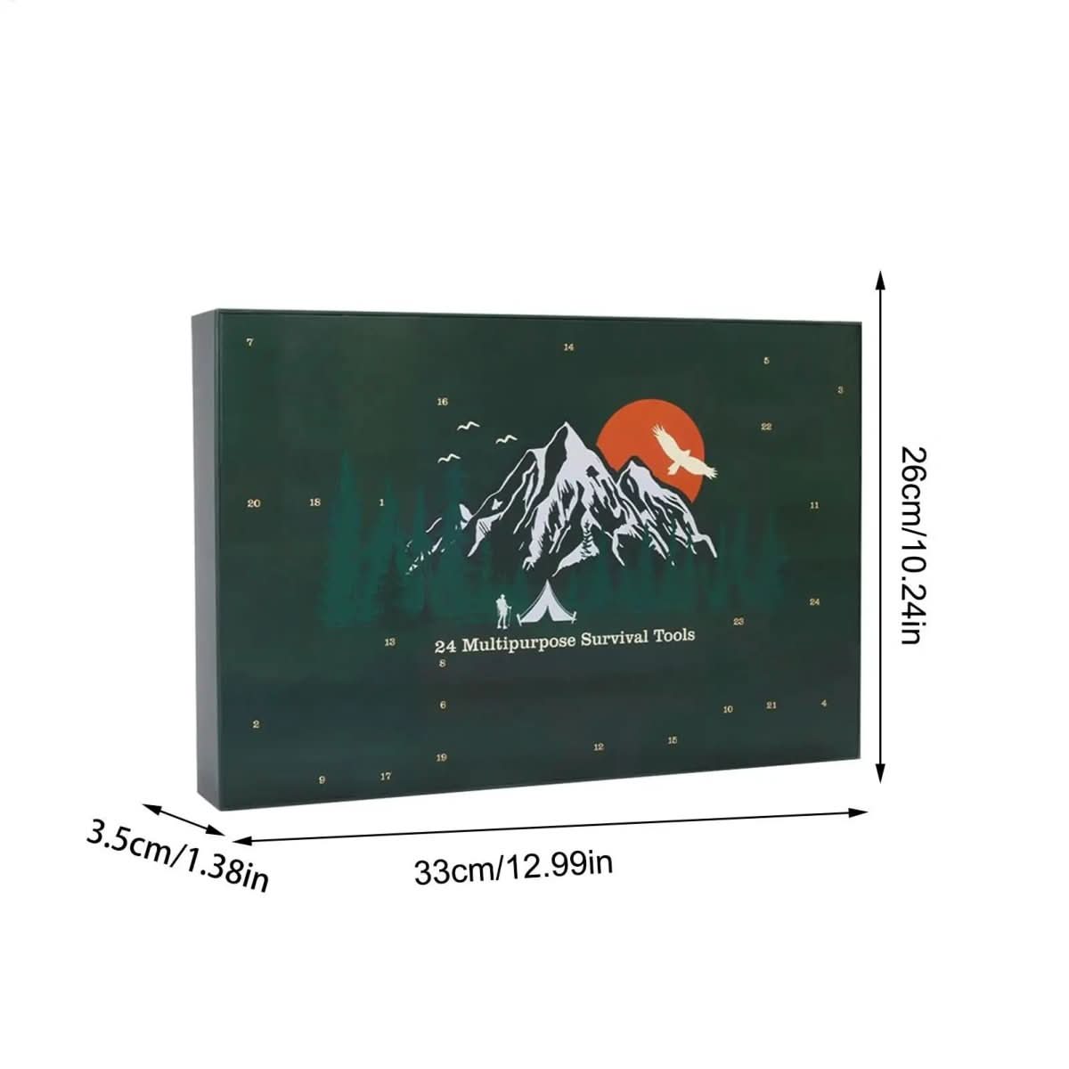 Advent Calendar with 24 Outdoor Tools in Metal and ABS, 15 x 11.8 in, view 7