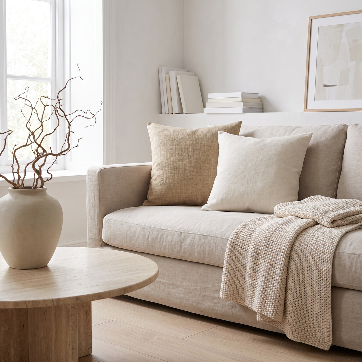Cotton Linen Cushion Cover | Natural Weave, 12-26in