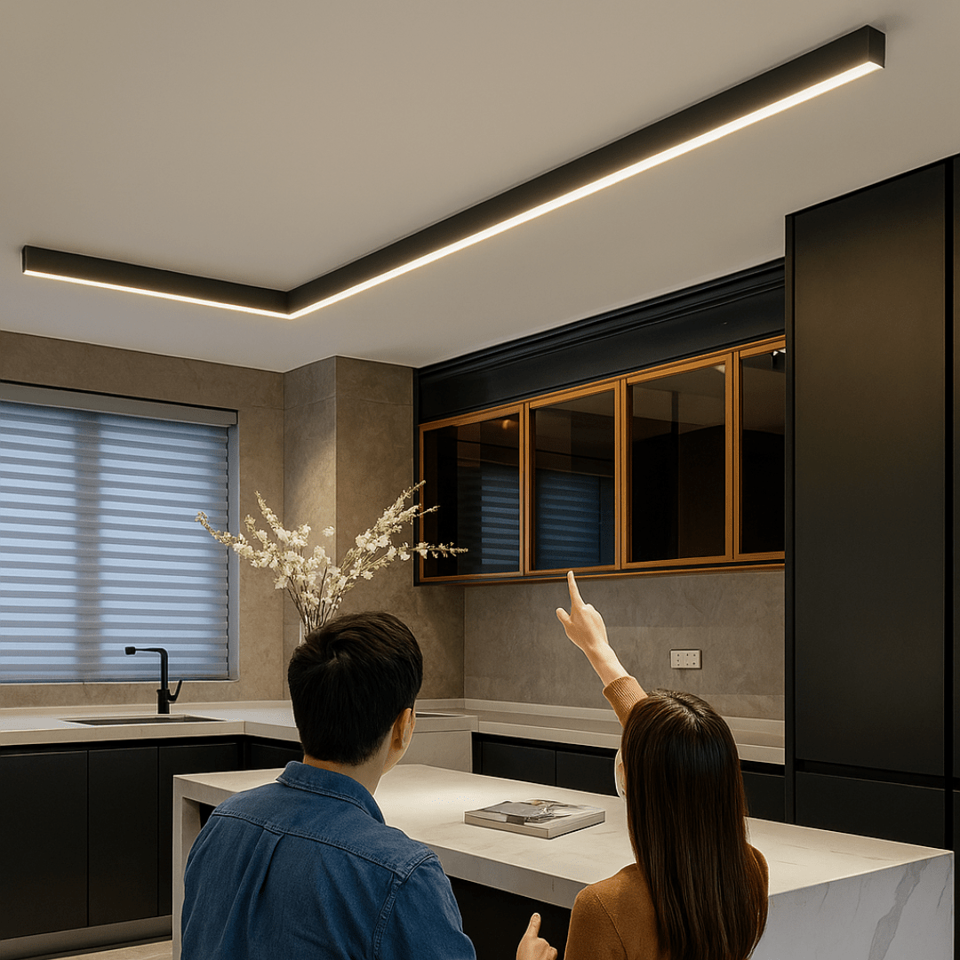Aluminum and Acrylic LED Ceiling Light in 23.6 to 59.1 in, Remote Dimmable, view 4