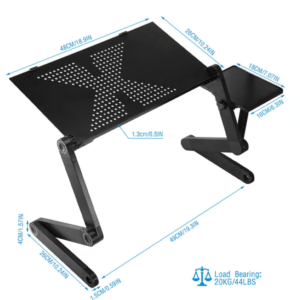 Aluminum Laptop Stand with 360 Degree Rotating Legs and Mouse Pad, view 6