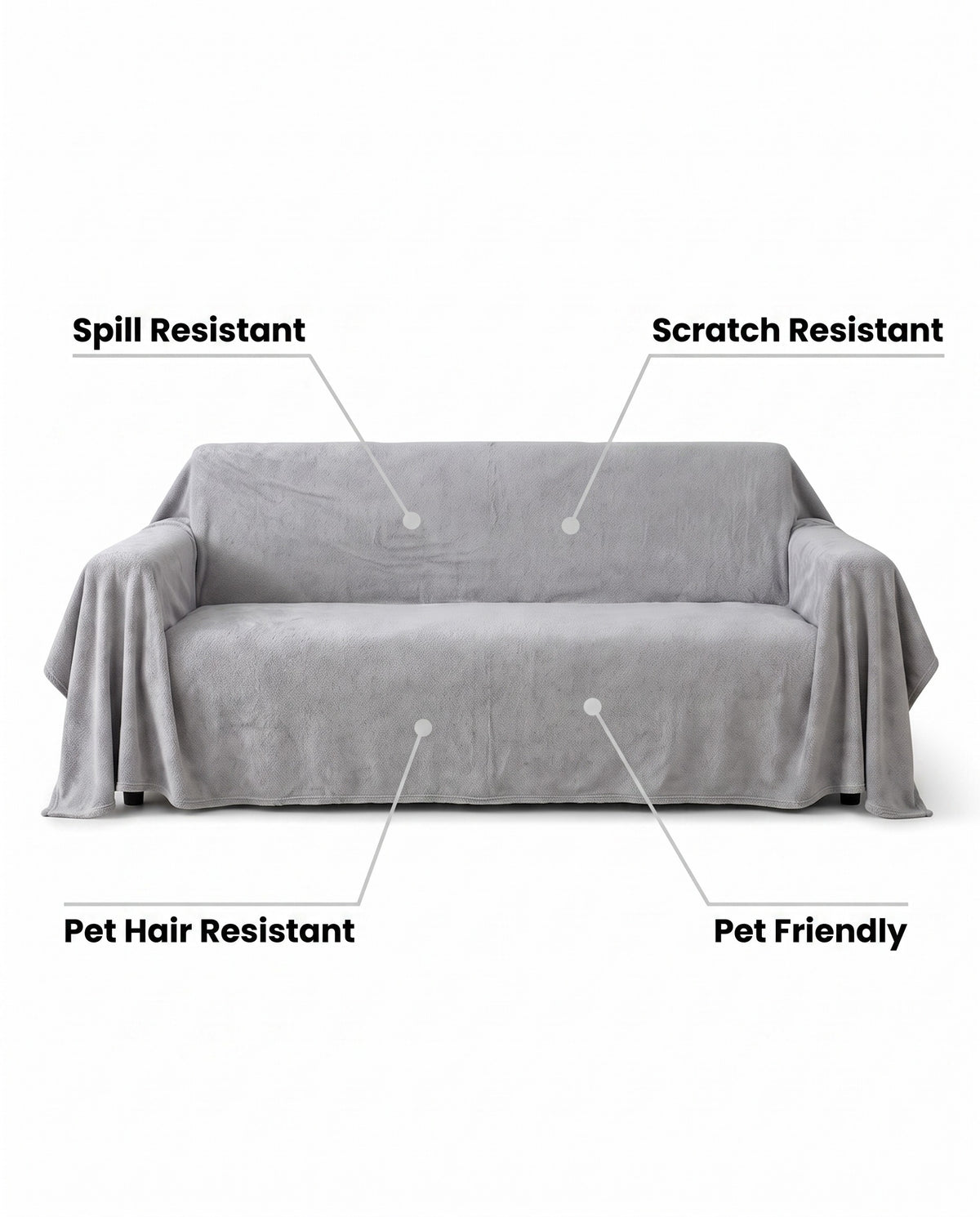 Spill-Resistant AquaLux Sofa Cover | Scratch Resistant, 71-165in
