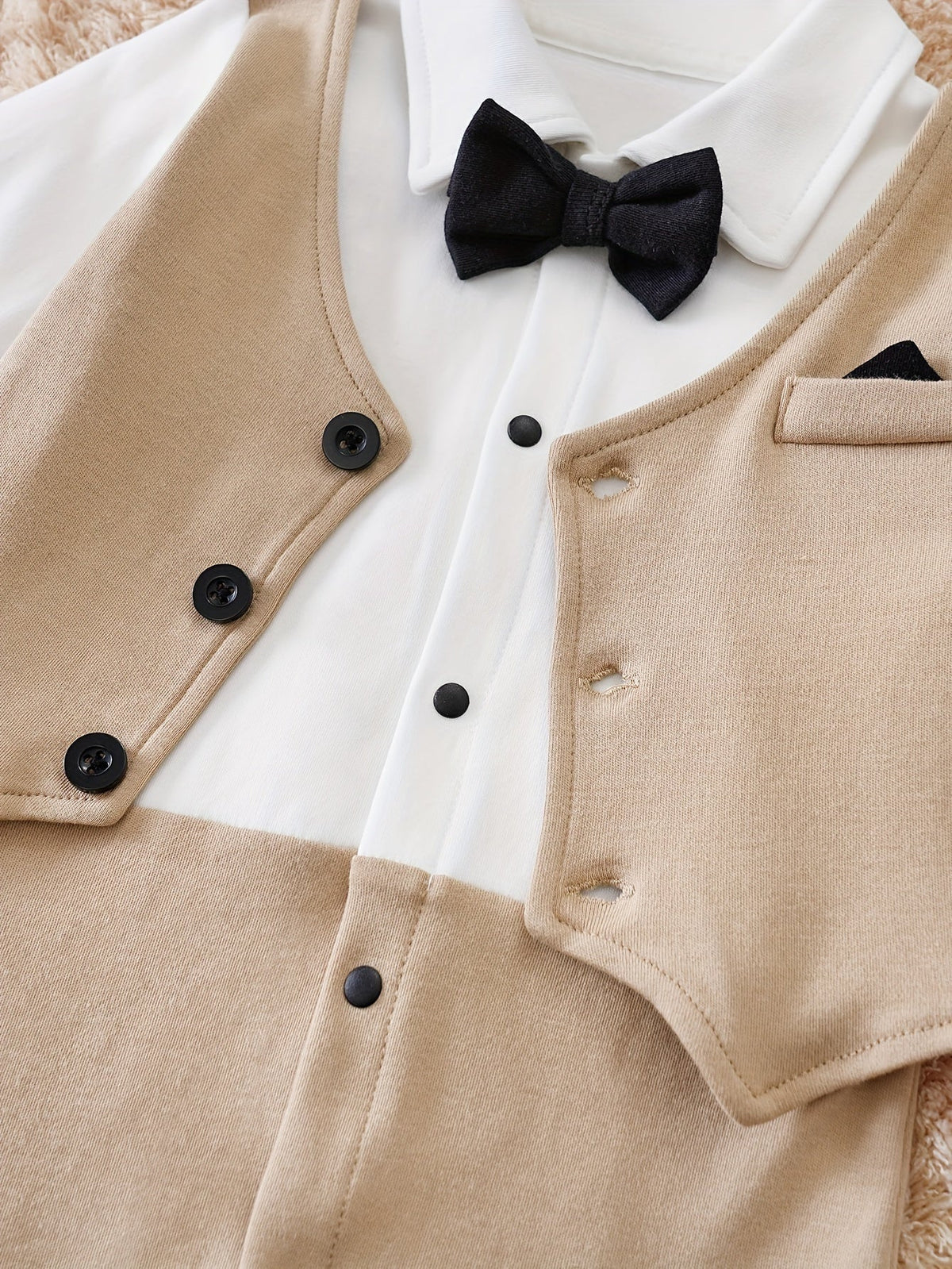Baby Tuxedo Romper with Bow Tie, 100% Cotton, 0 to 18 Months, view 4