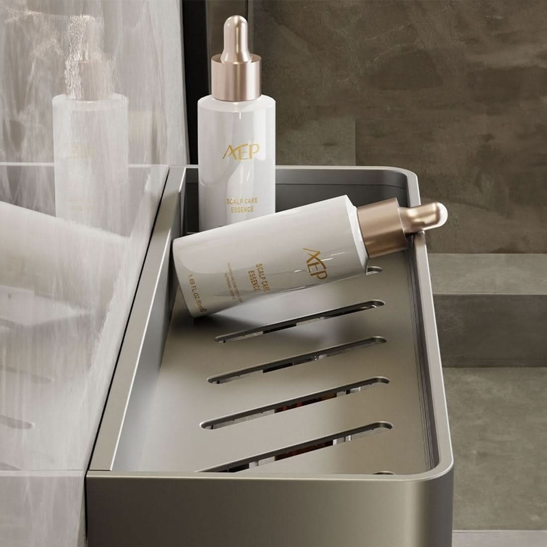 Bathroom Wall Shelf with Optional Towel Bar and No Drill Installation, view 4