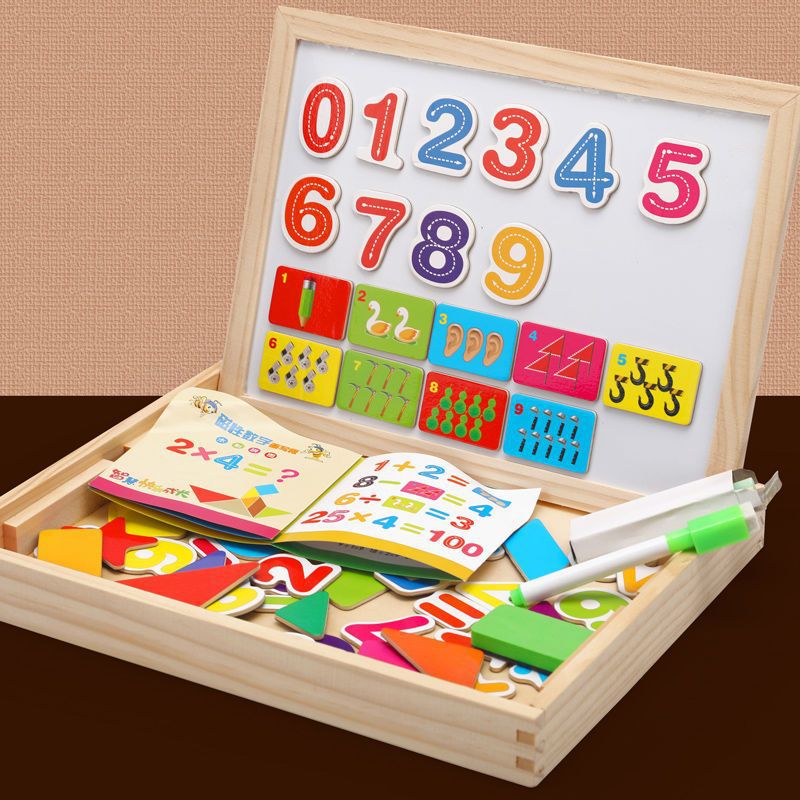 Beech Wood Kids Drawing Board with Magnetic Whiteboard and Chalkboard Sides, view 7