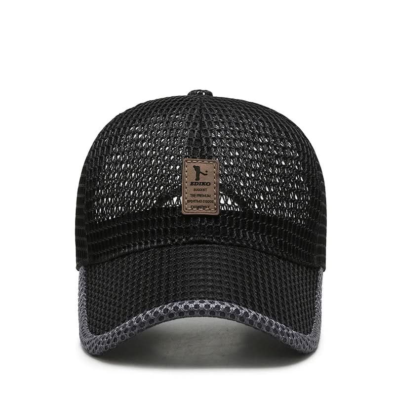 Man wearing the mesh cap outdoors on a sunny day