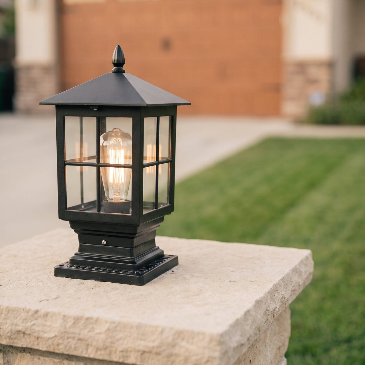 Black Solar Post Light with Dusk to Dawn Sensor for Pillars and Gateposts, view 4