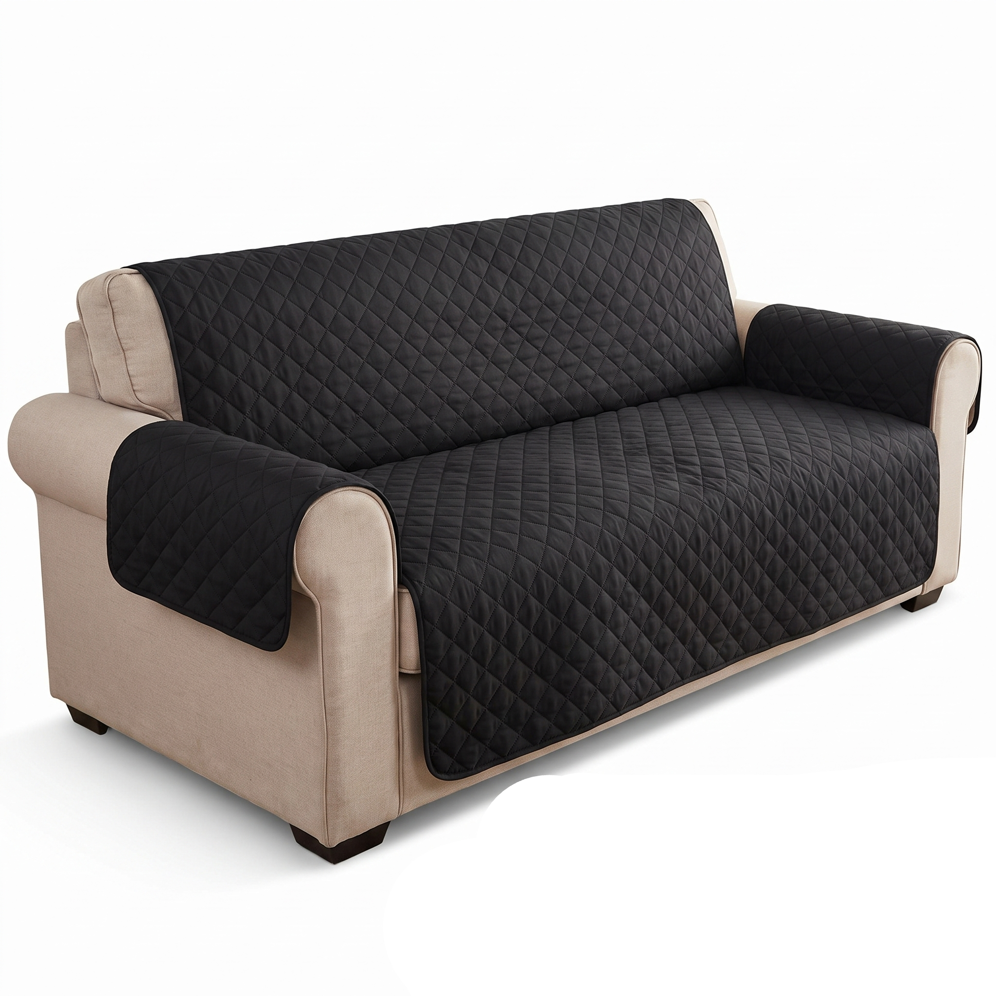 Black Waterproof Quilted Furniture Cover – 22-77in – product photo on a white background | Brivenzo