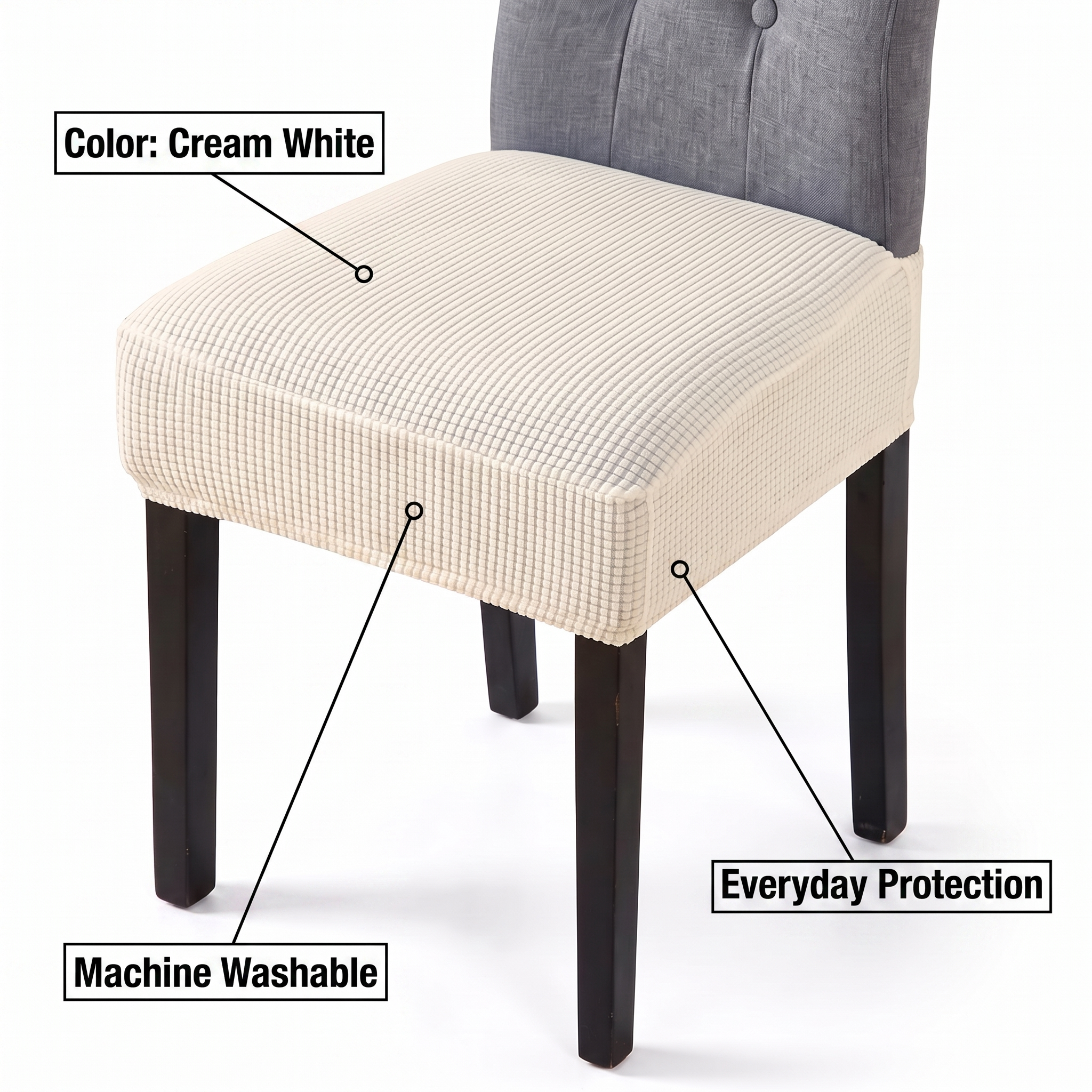 Chair Seat Cover – Cream White – features and specifications overview | Brivenzo