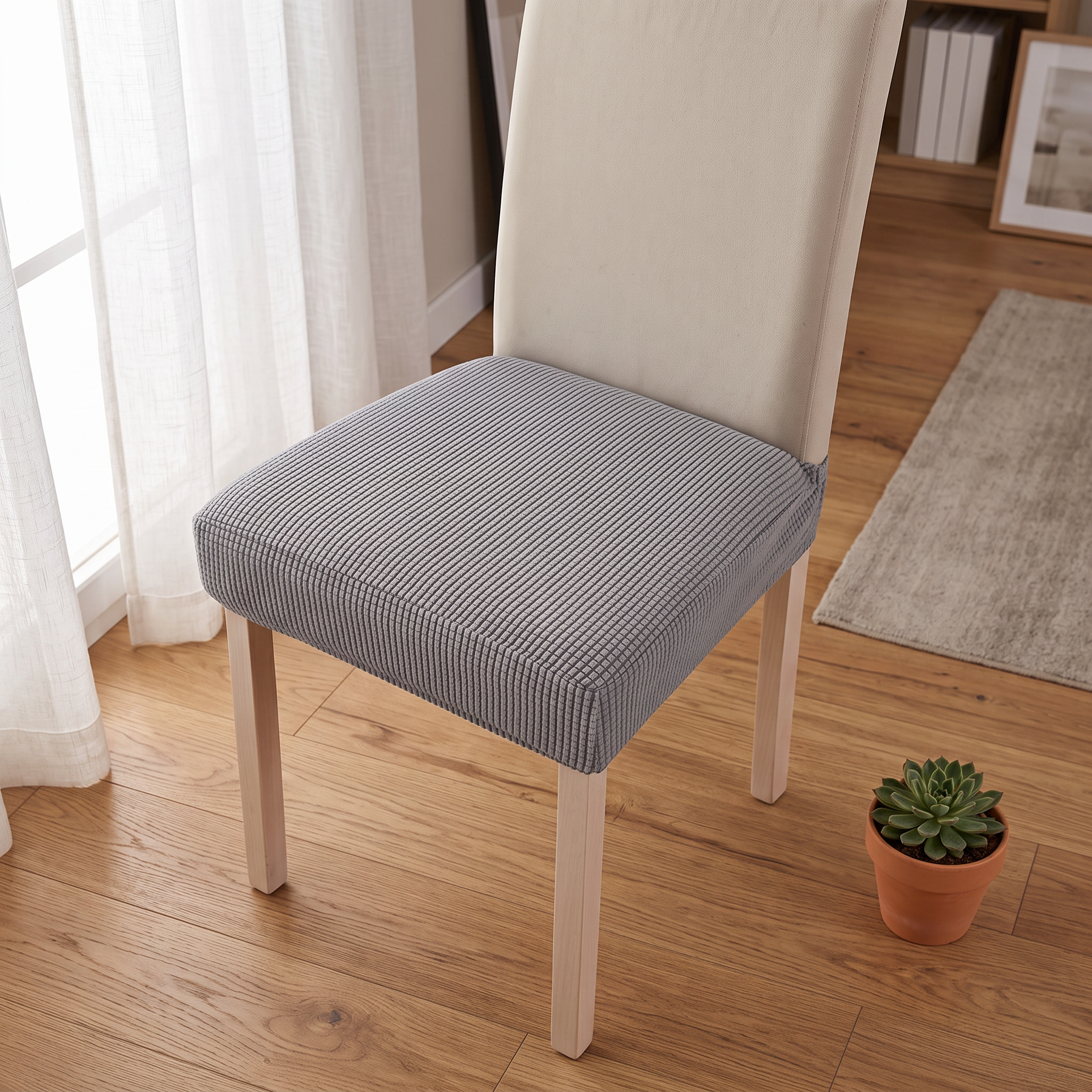 Chair Seat Cover – Light Grey shown in a styled home interior | Brivenzo