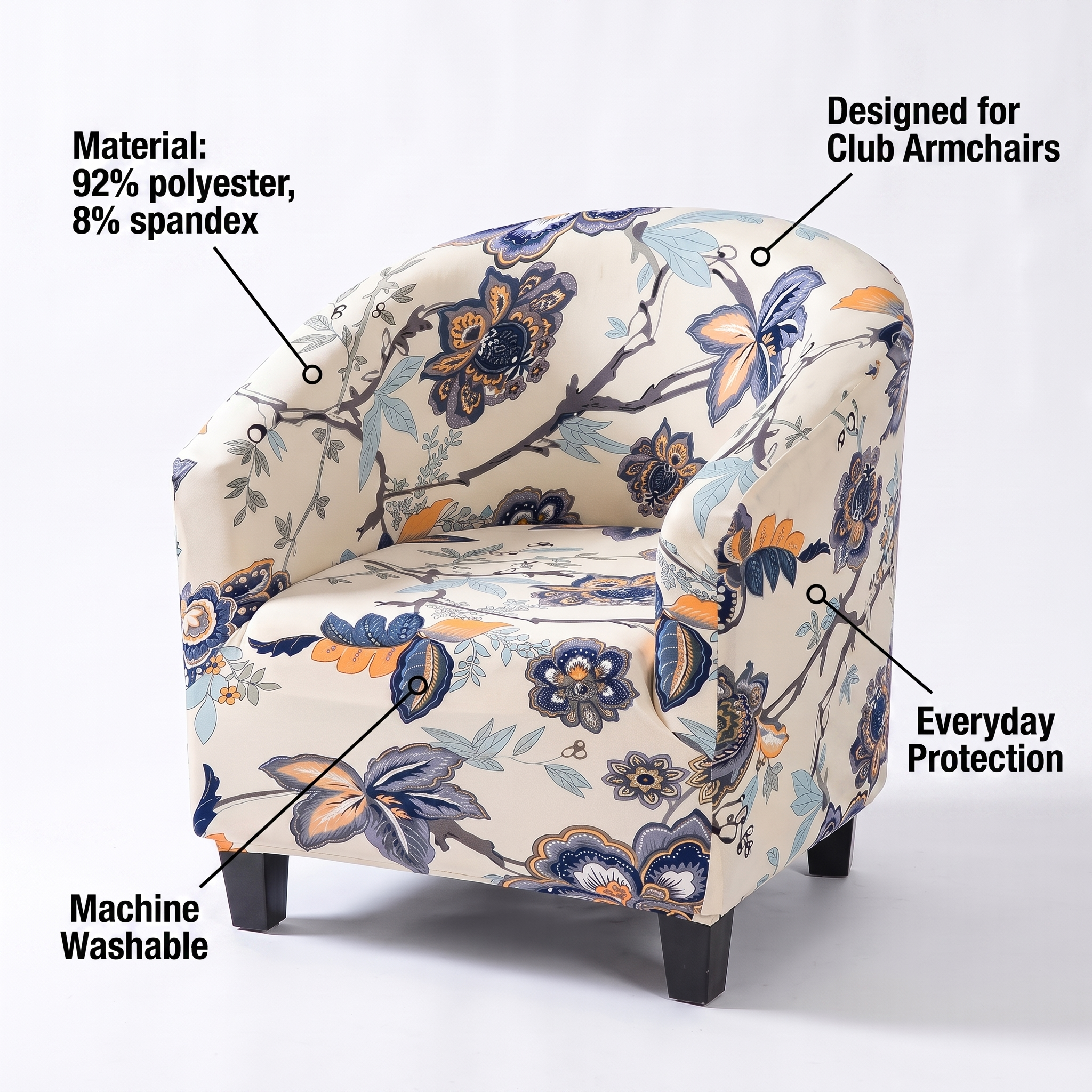 Club Armchair Cover – Floral Alpina Print – features and specifications overview | Brivenzo