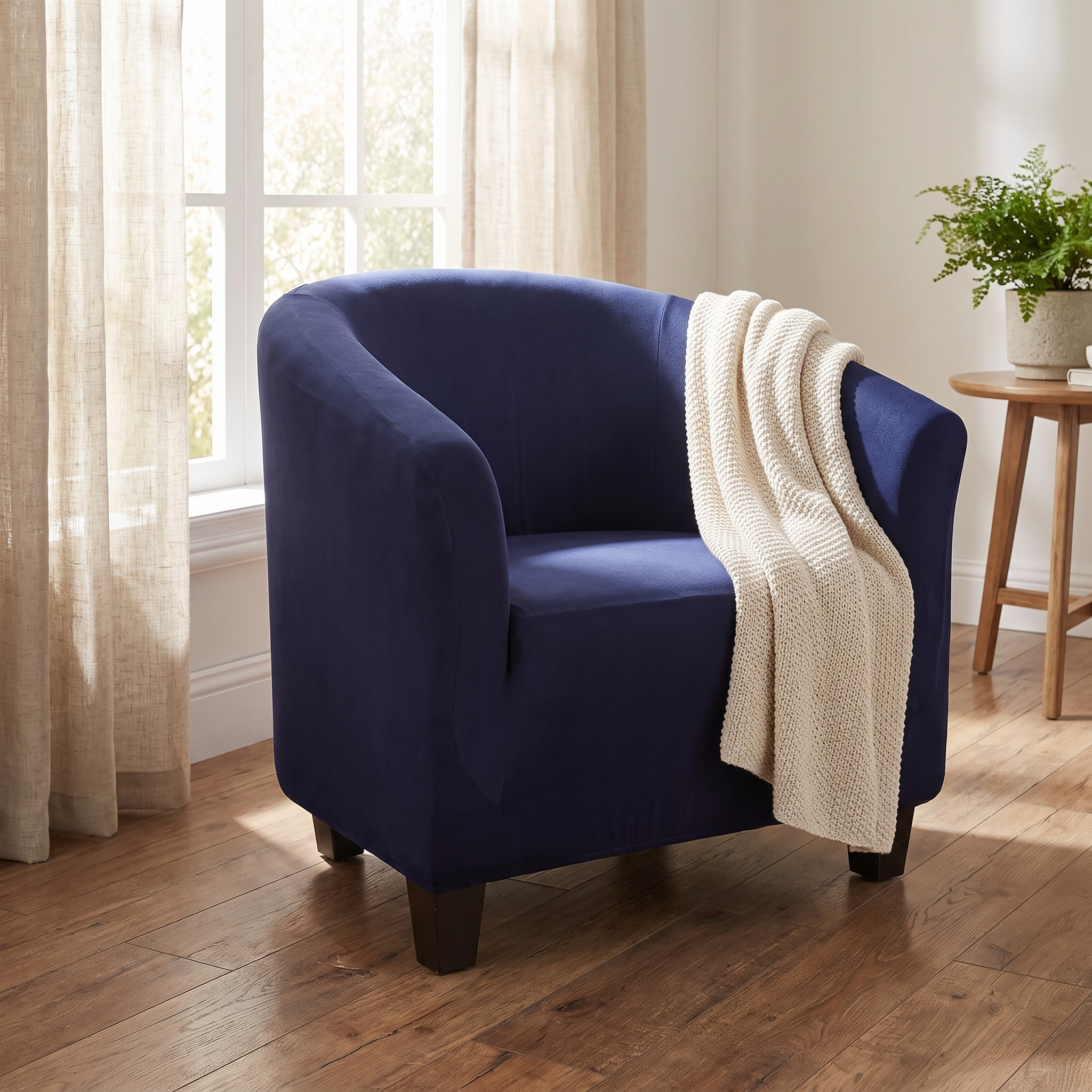 Club Armchair Cover – Navy Blue shown in a styled home interior | Brivenzo