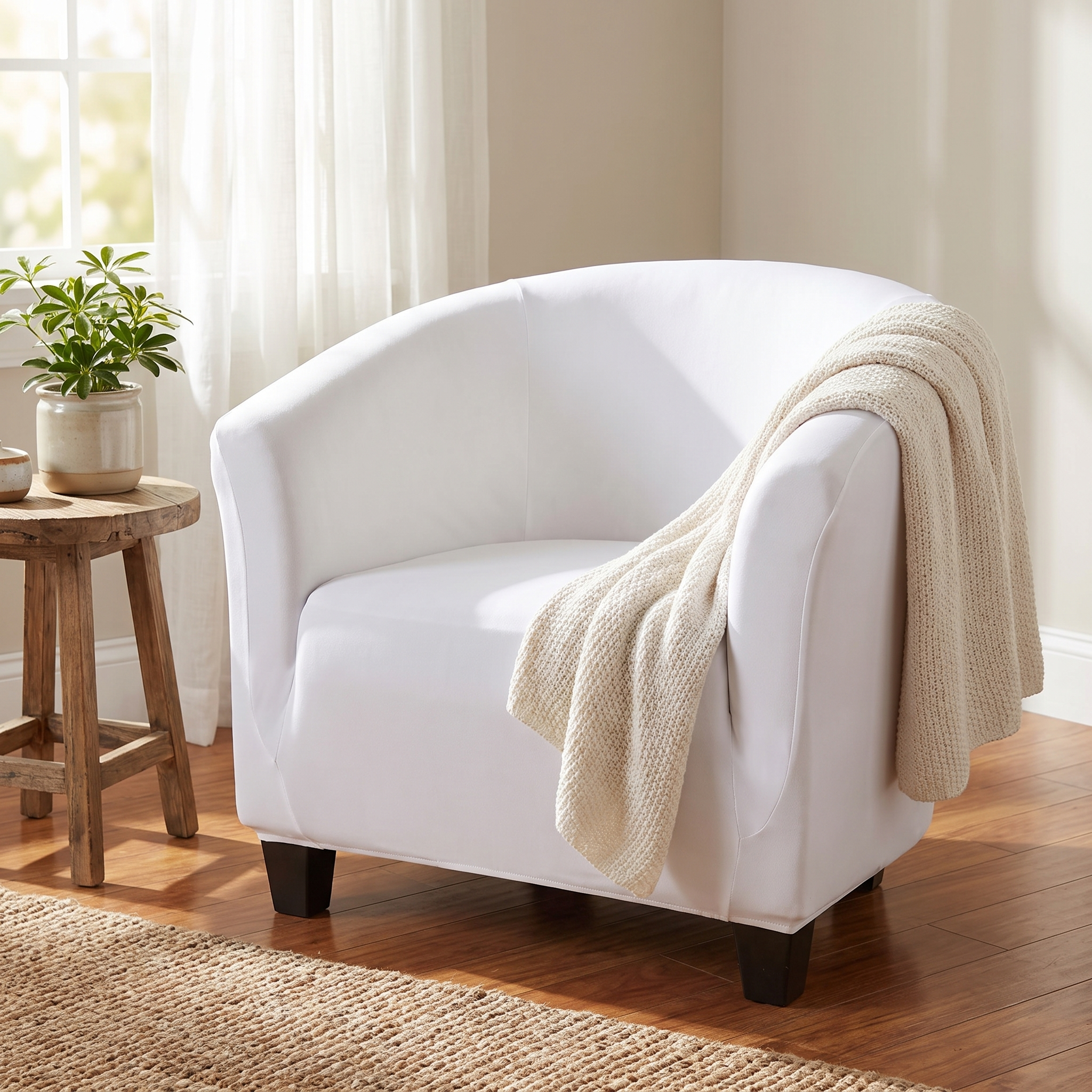 Club Armchair Cover – White shown in a styled home interior | Brivenzo