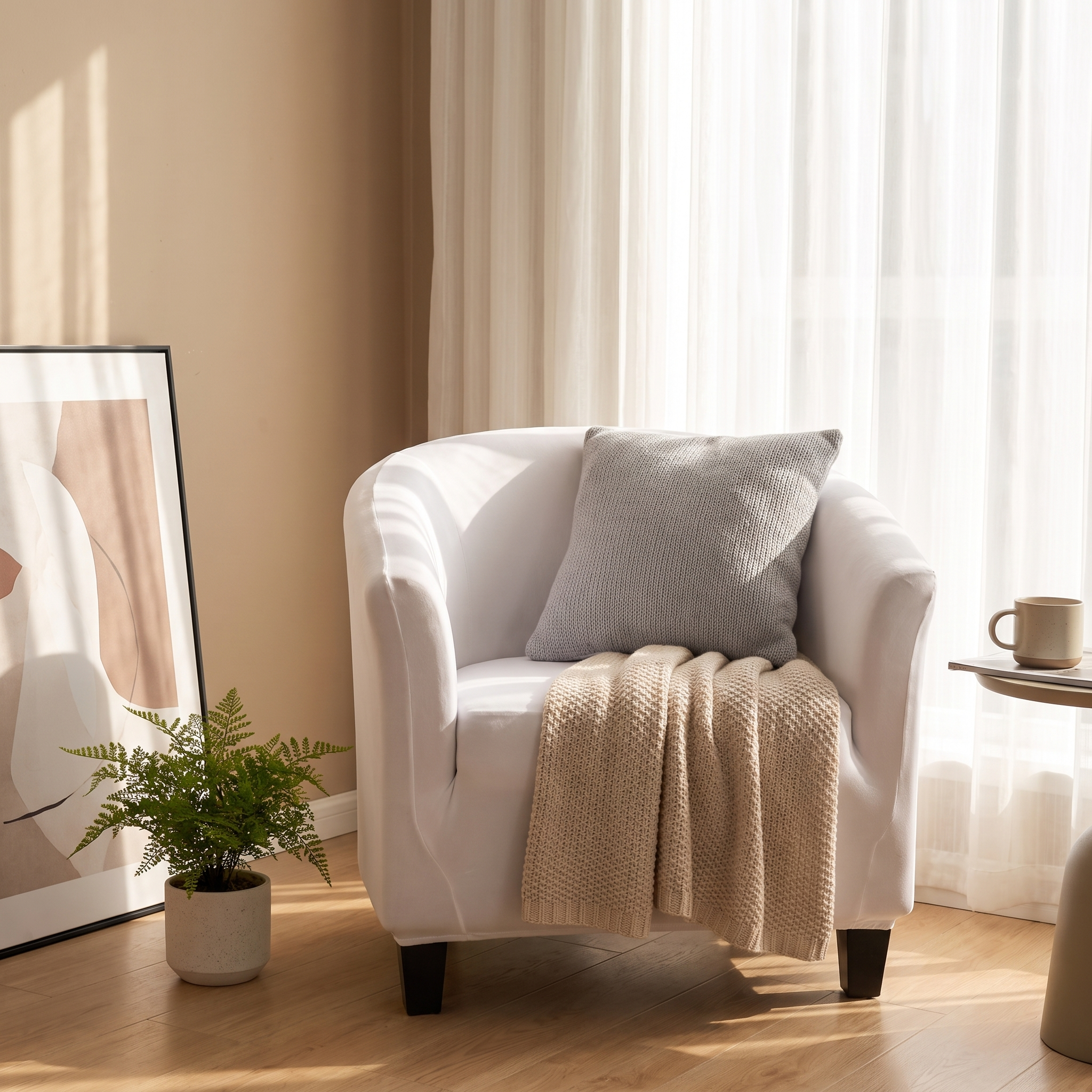 Club Armchair Cover – White – product view 5 | Brivenzo