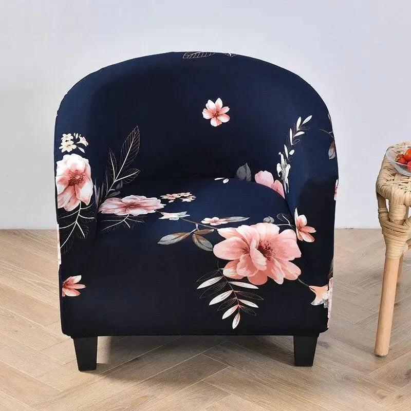 Club Chair Cover – Navy Floral Print – product view 4 | Brivenzo