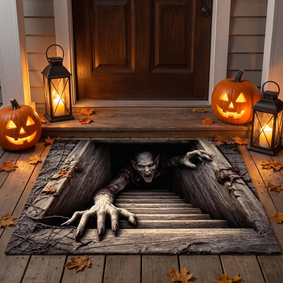 Halloween Door Mat with 3D Optical Illusion Print and Non-Slip Backing, view 1