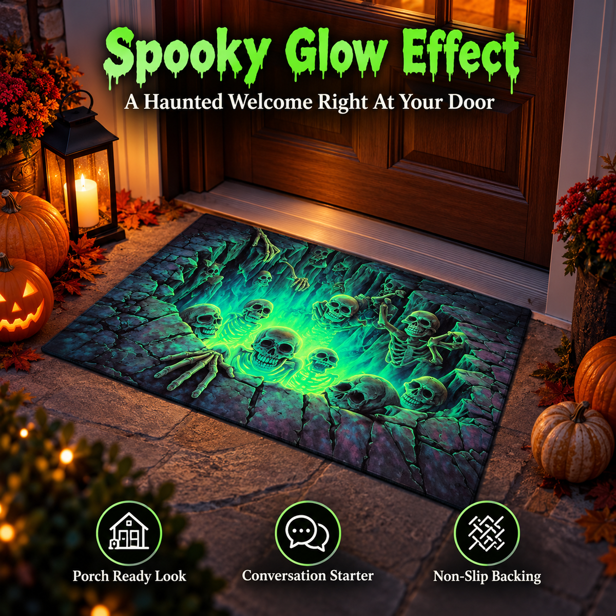 Halloween Door Mat with 3D Optical Illusion Print and Non-Slip Backing, view 6