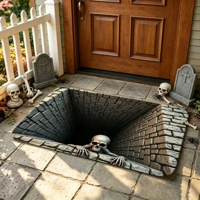 Halloween Door Mat with 3D Optical Illusion Print and Non-Slip Backing, view 10