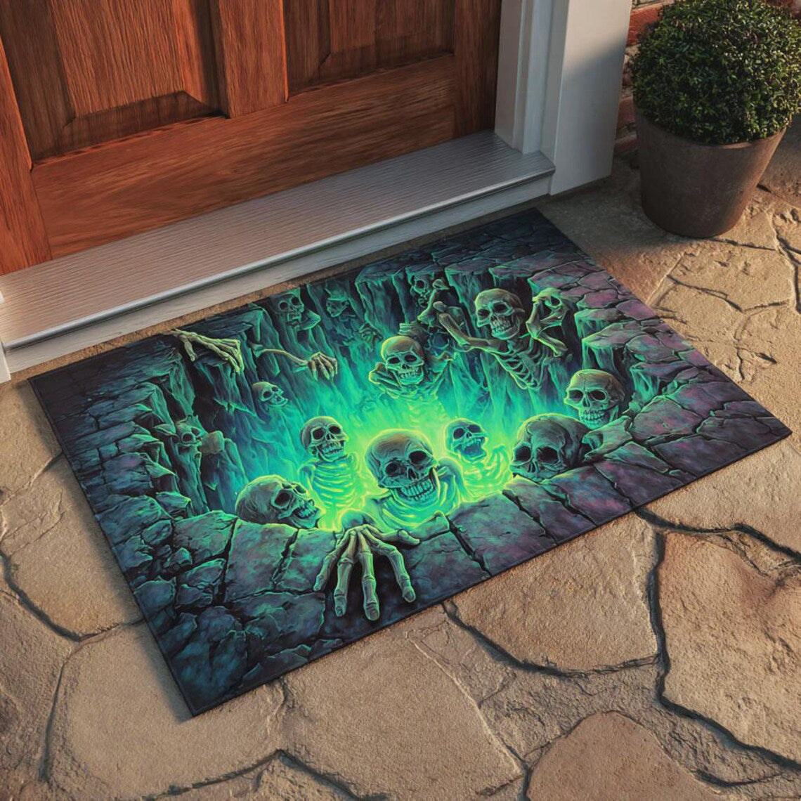 Halloween Door Mat with 3D Optical Illusion Print and Non-Slip Backing, view 11