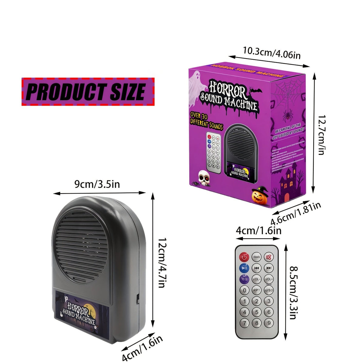 Halloween sound effects machine with wireless remote control