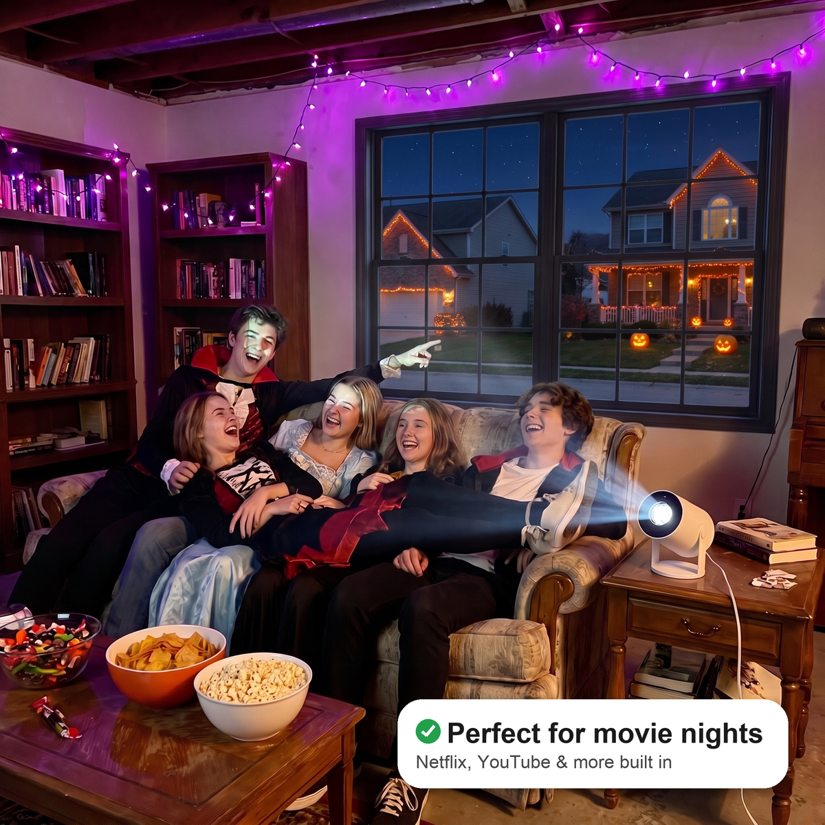 Halloween Window Projector with Smart OS and Remote for Haunted House Displays, view 4