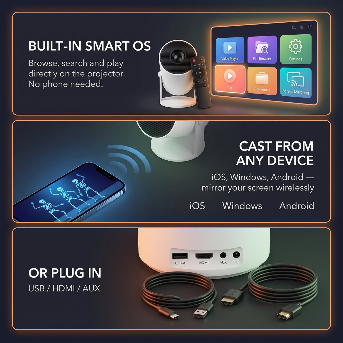 Halloween Window Projector with Smart OS and Remote for Haunted House Displays, view 5