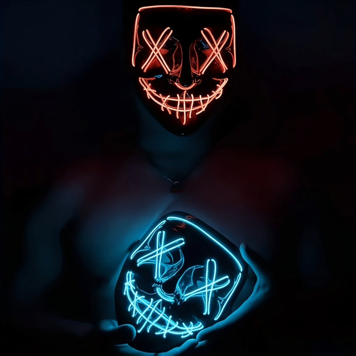 LED Light Up Halloween Mask for Adults in 8 Glowing Colors for Parties and Cosplay, view 1