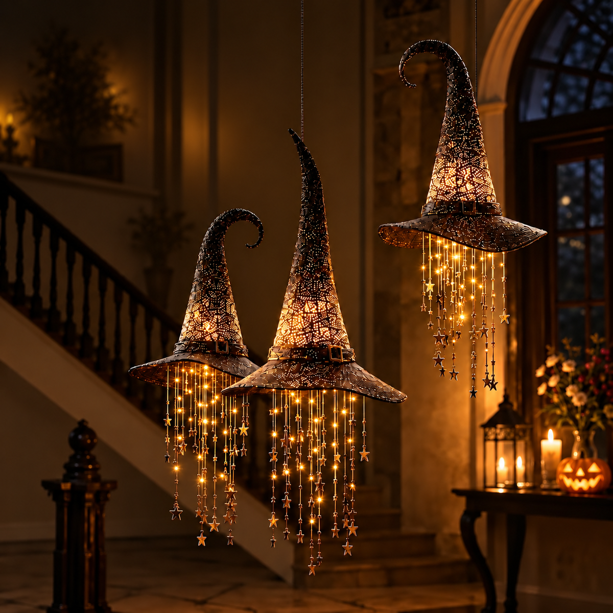 Light-Up Witch Hat Halloween Decoration with Built-In Glow, view 1