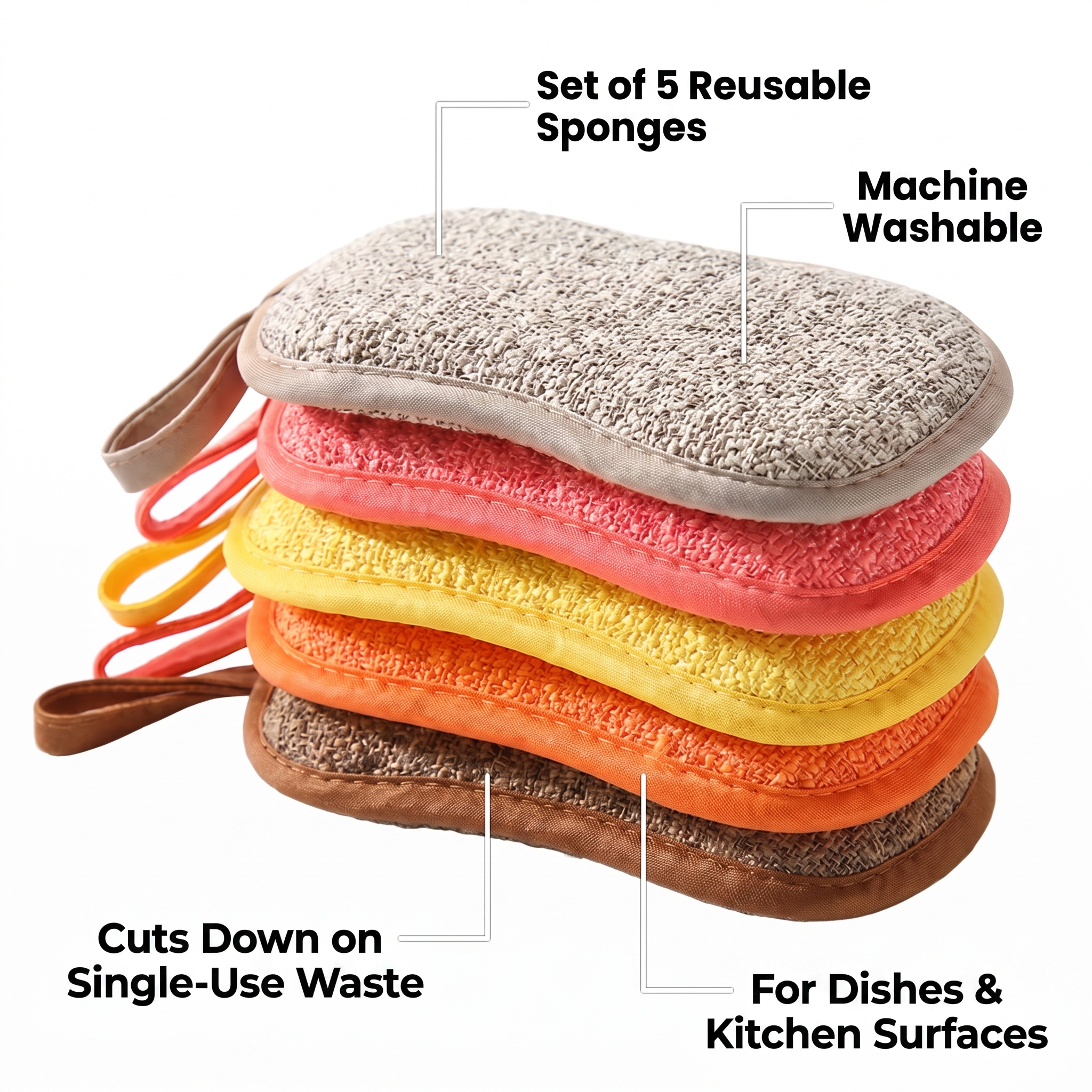 Reusable Eco Sponges – Set of 5 – product view 3 | Brivenzo